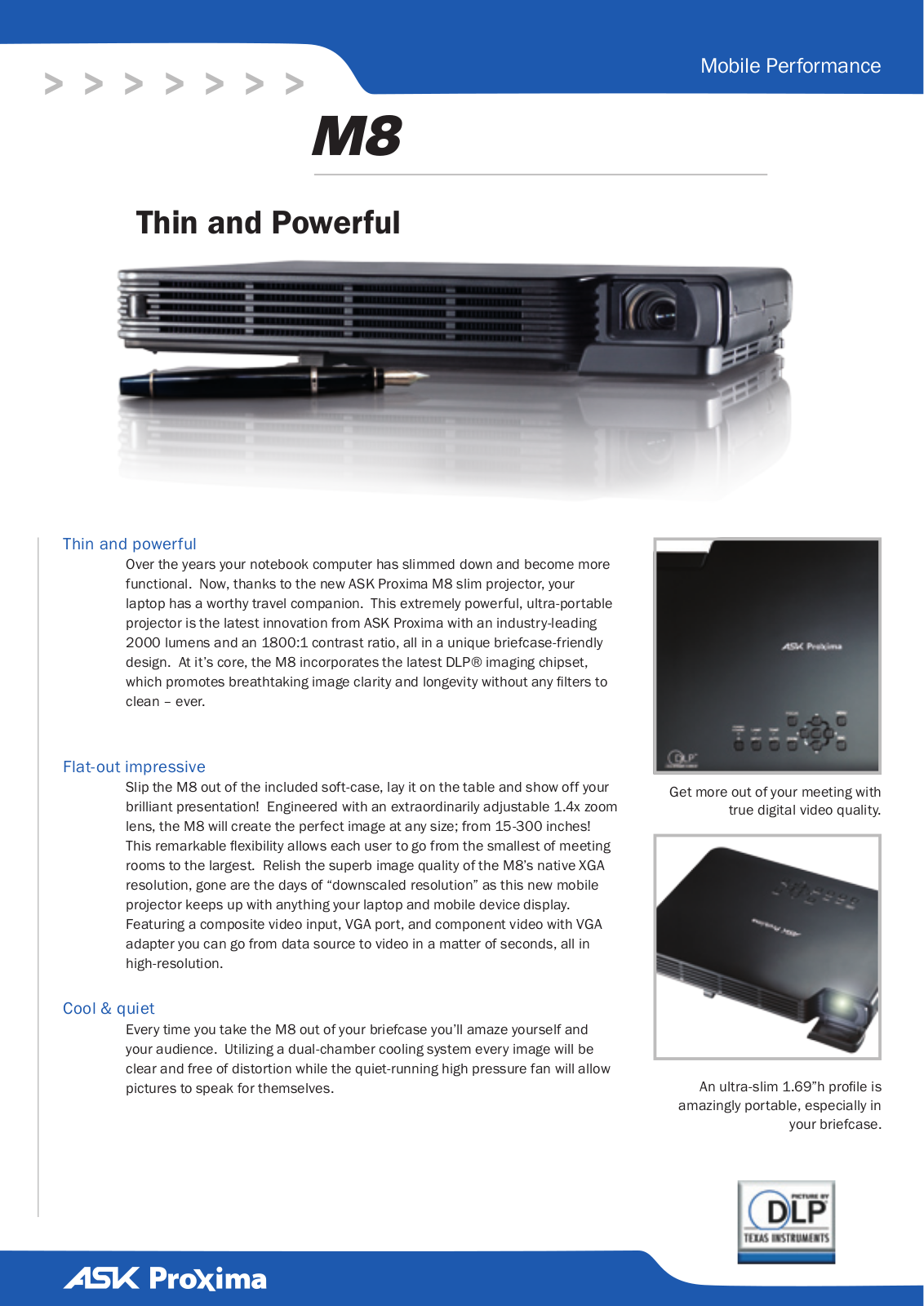 Proxima M8 Product Sheet