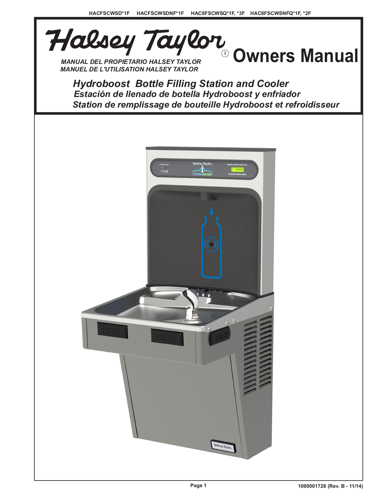 Halsey Taylor HAC8FSCWSNFQ-1F Installation  Manual