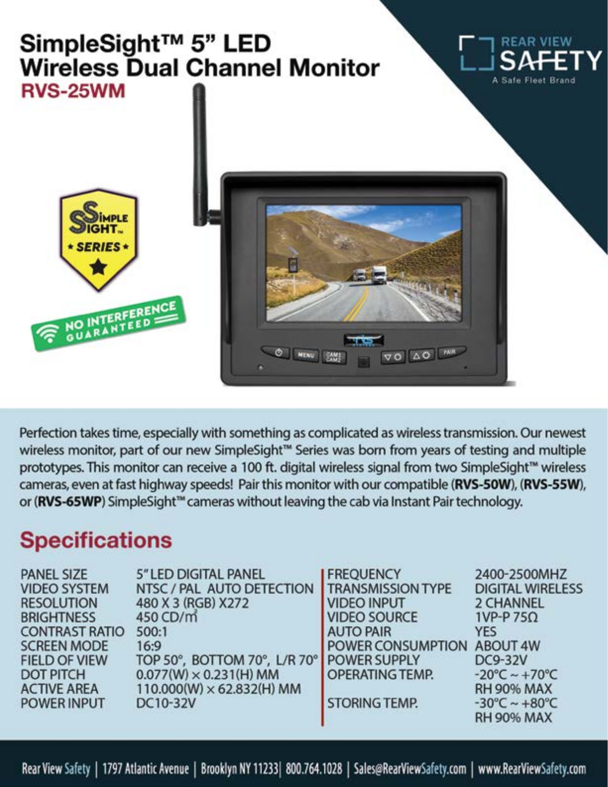 RVS Systems RVS-25WM Specsheet