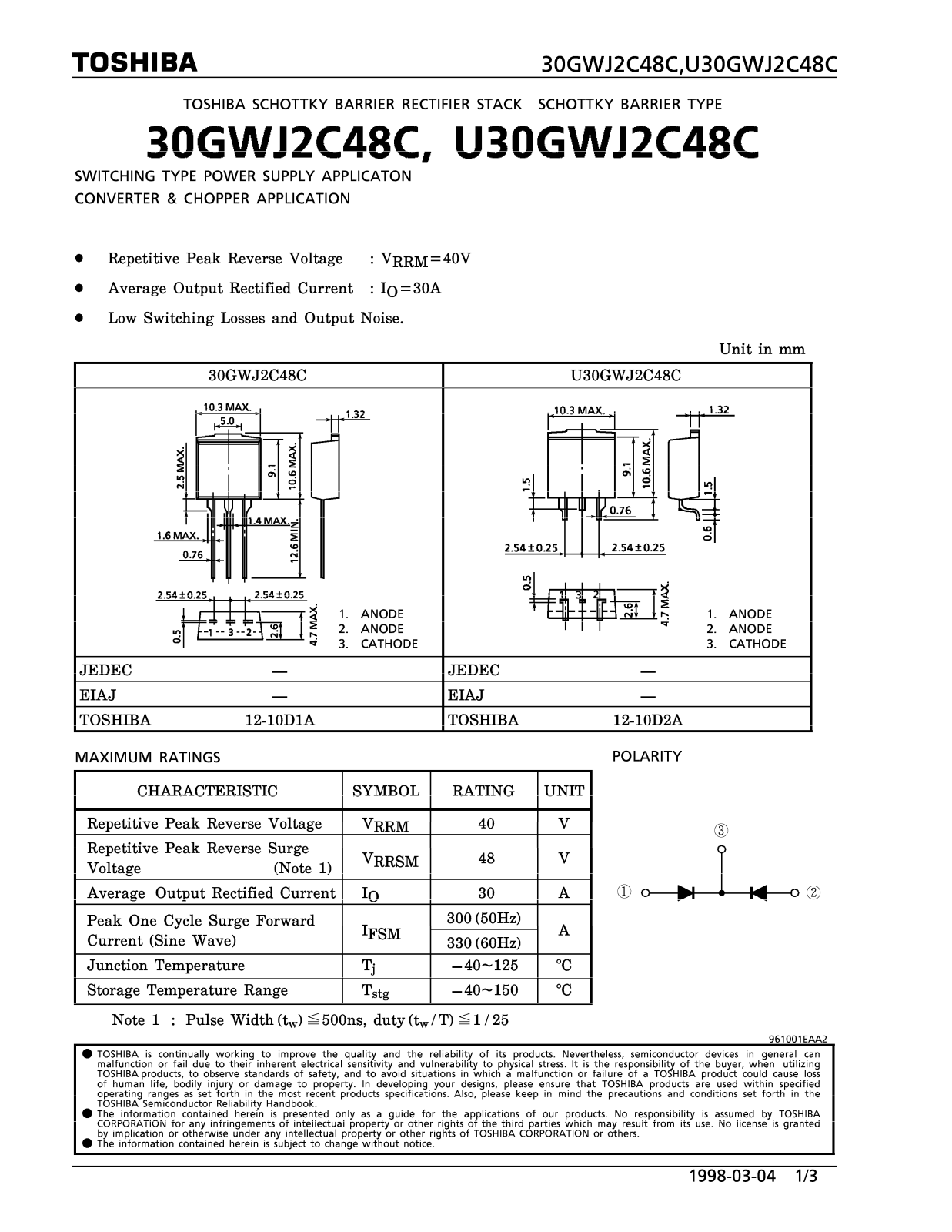 Toshiba 30GWJ2C48C Datasheet