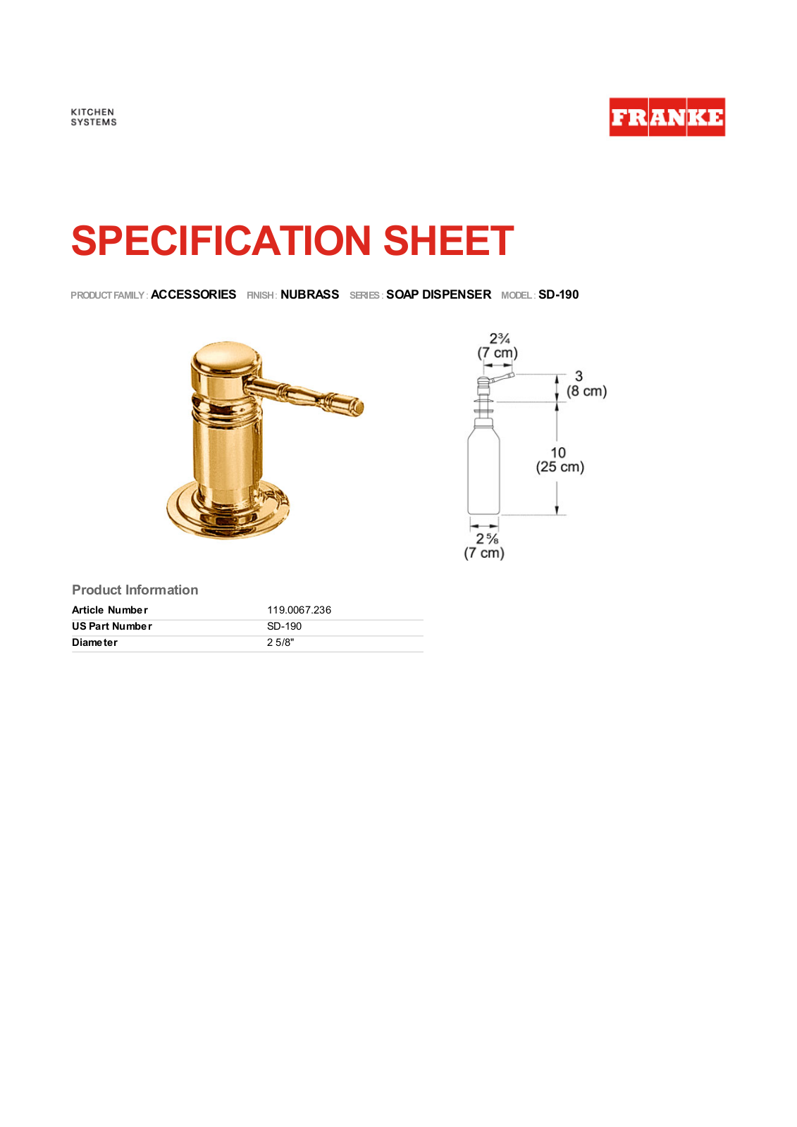 Franke Foodservice SD-190 User Manual