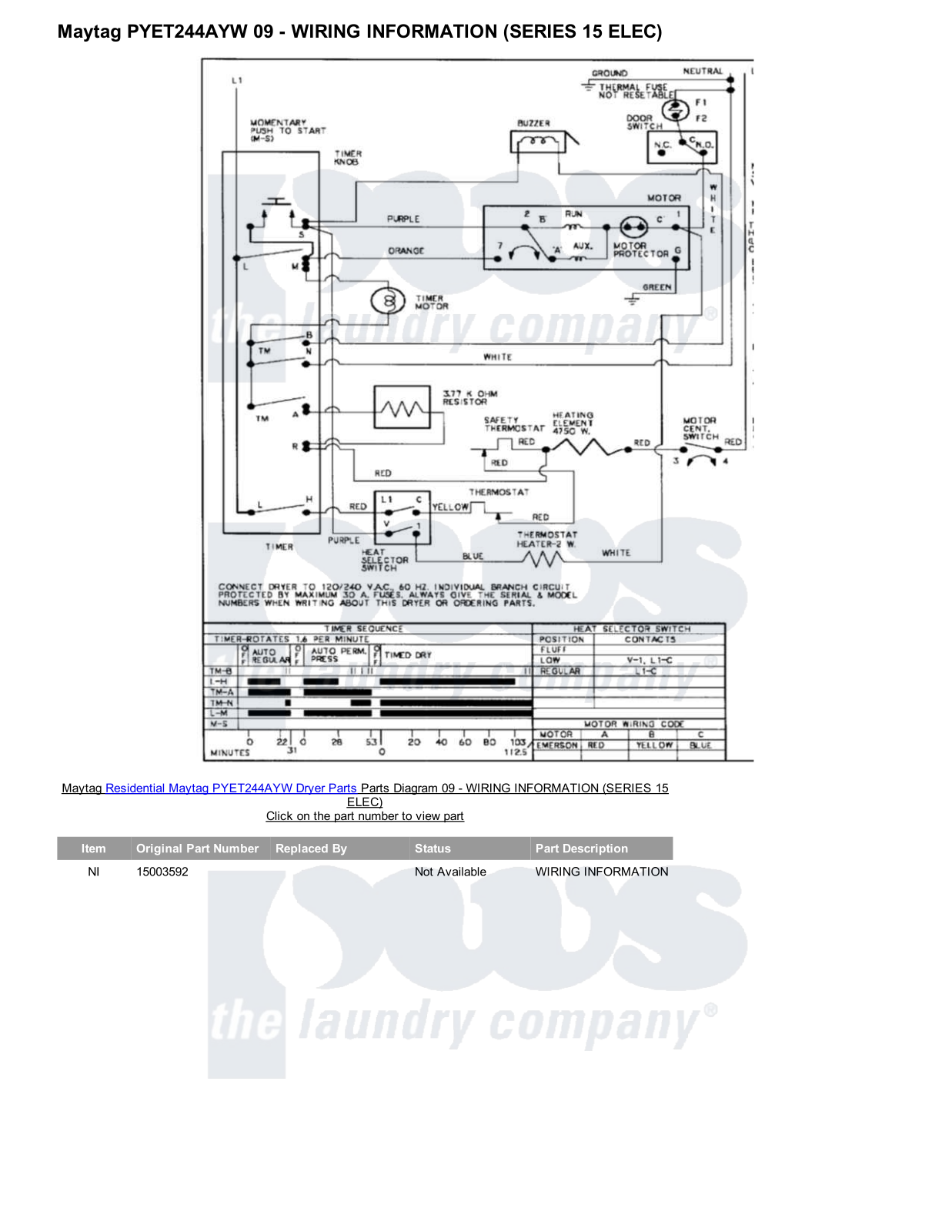 Maytag PYET244AYW Parts Diagram