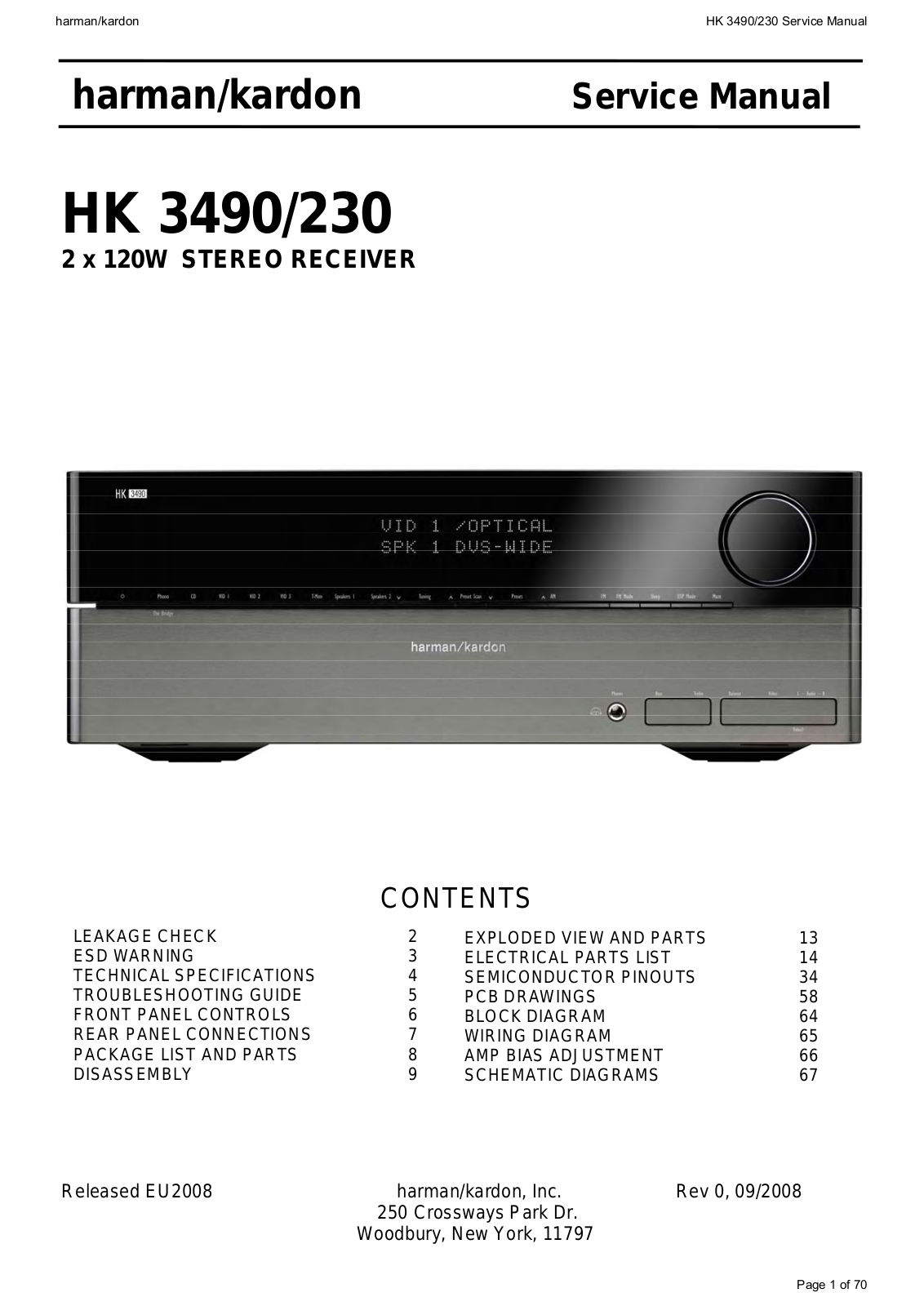 Harman Kardon 3490 Service manual