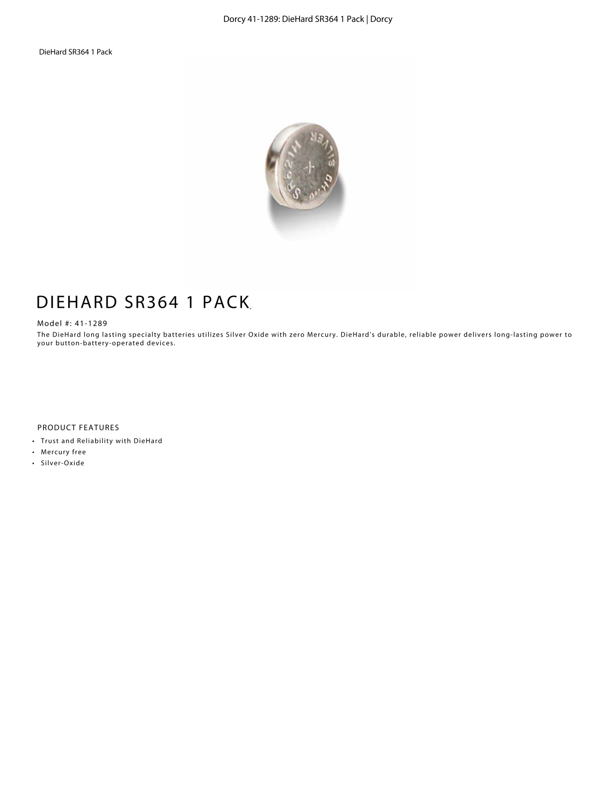 DieHard 41-1289 Data Sheet - ManualMachine.com