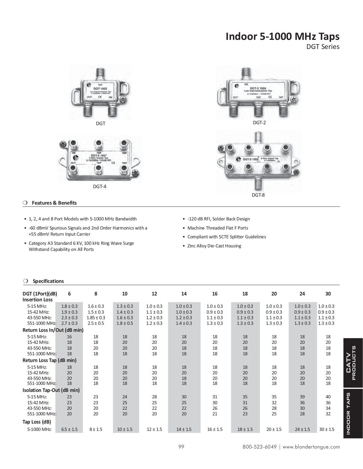 Blonder-Tongue DGT-4, DGT-8 Specifications