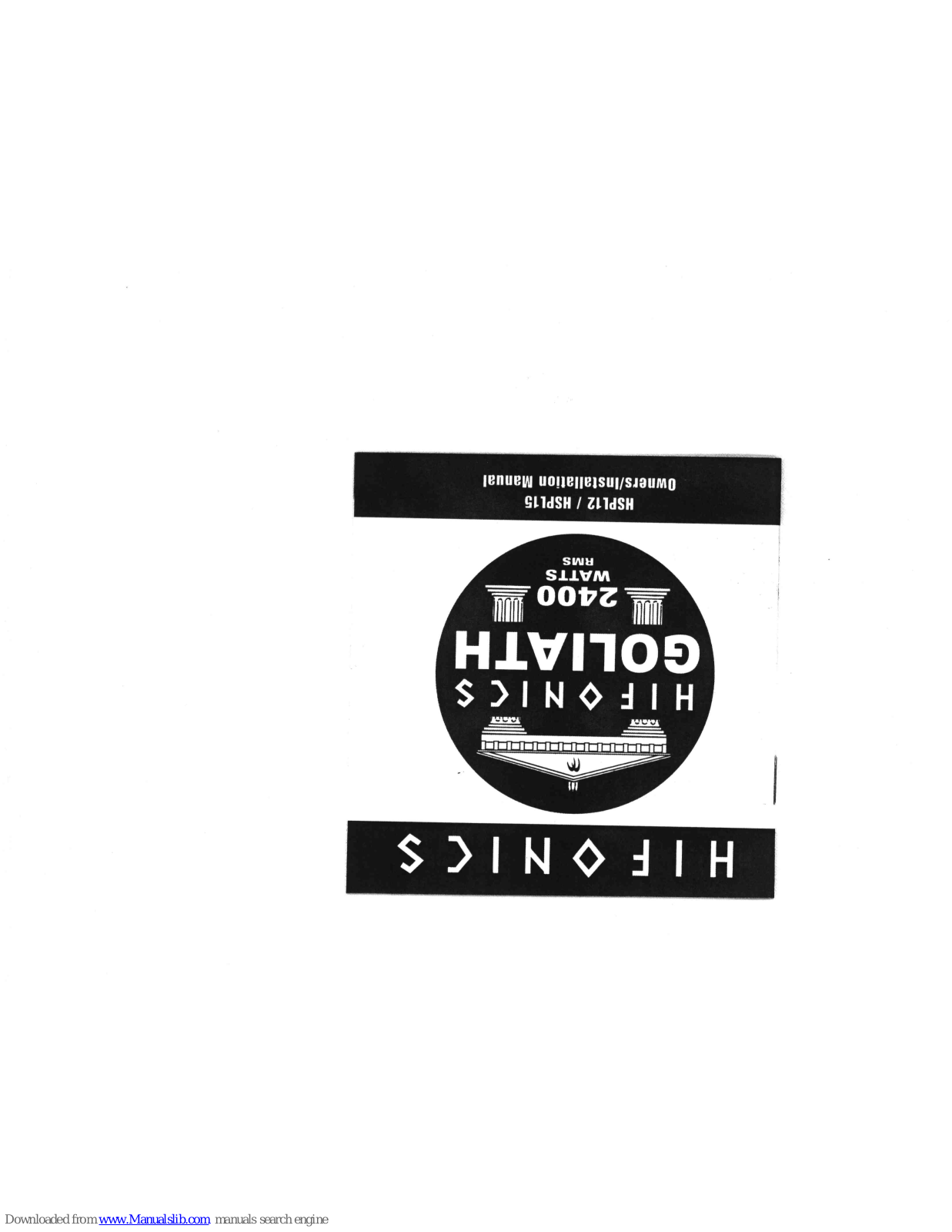 Hifonics HSPL15, HSPL12 Owners & Installation Manual