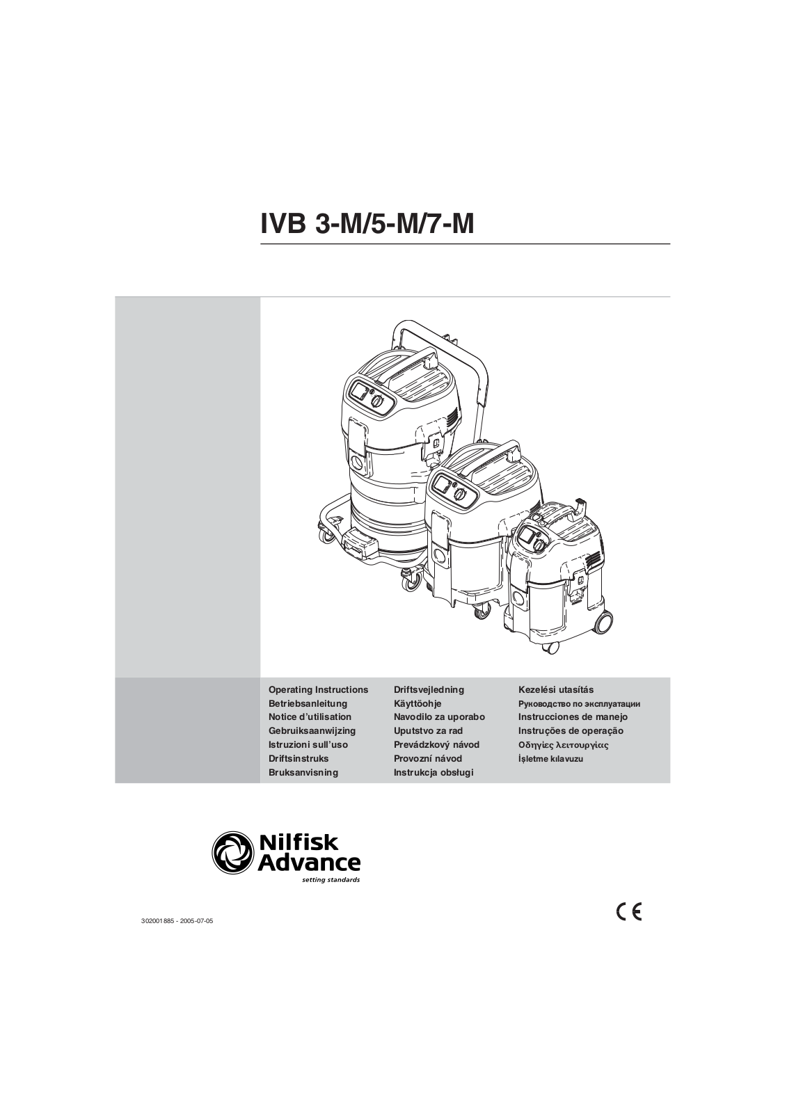 Nilfisk IVB 5-M, IVB 3-M Operating Instructions