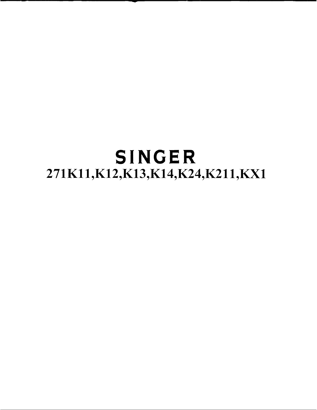 Singer 271K224 Parts List