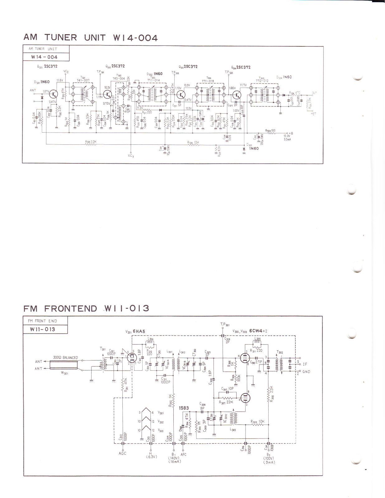 Pioneer W-11013, W-14004 Schematic