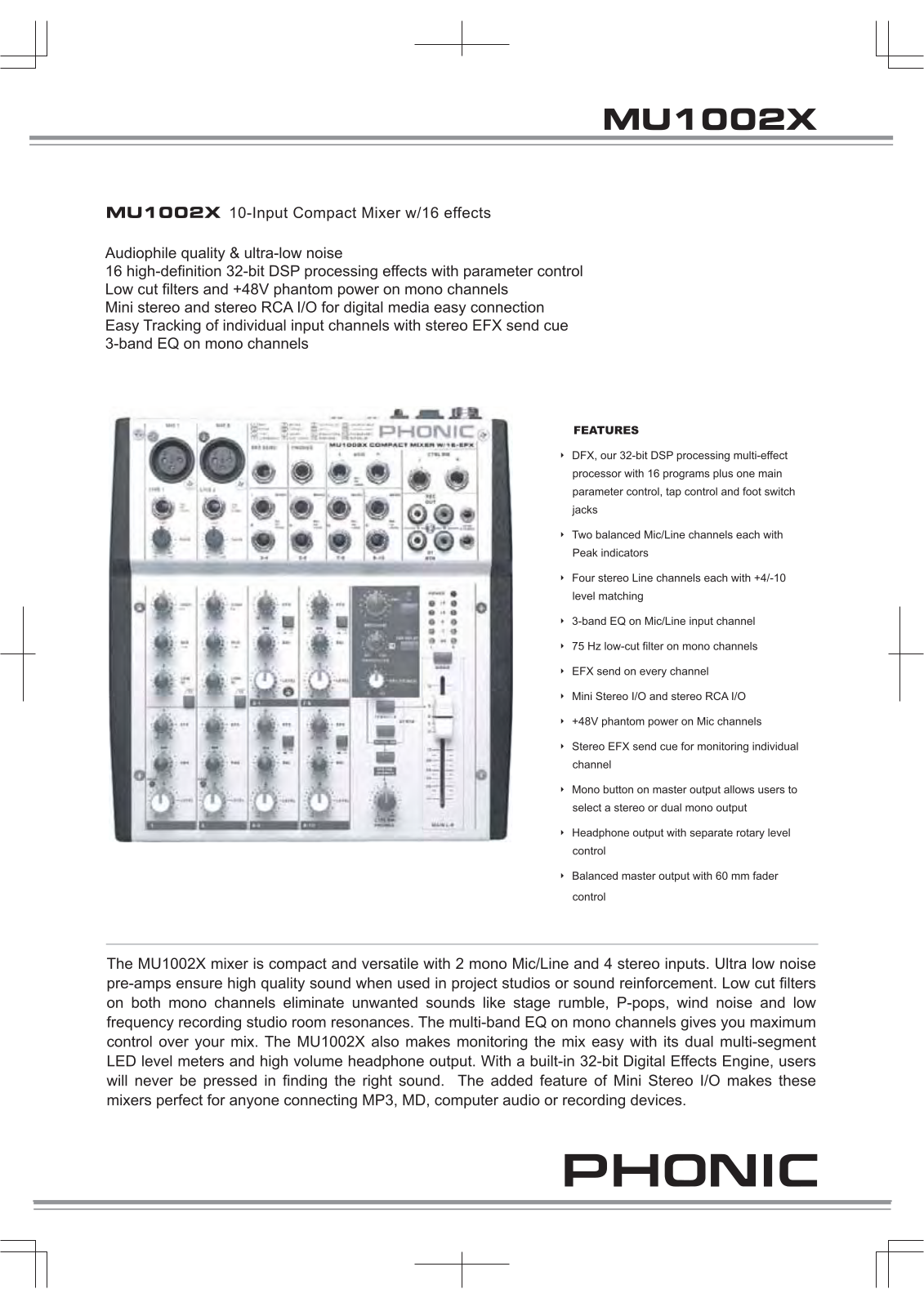 Phonic MU1002X User Manual