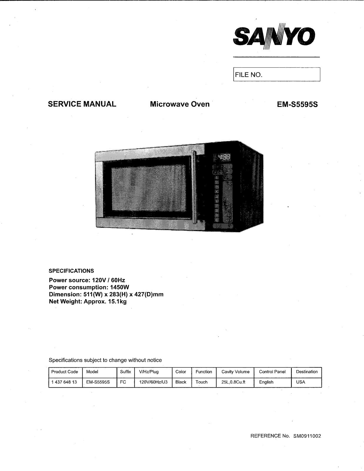 Sanyo EMS5595S, EM-S5595SSM0911002 Schematic