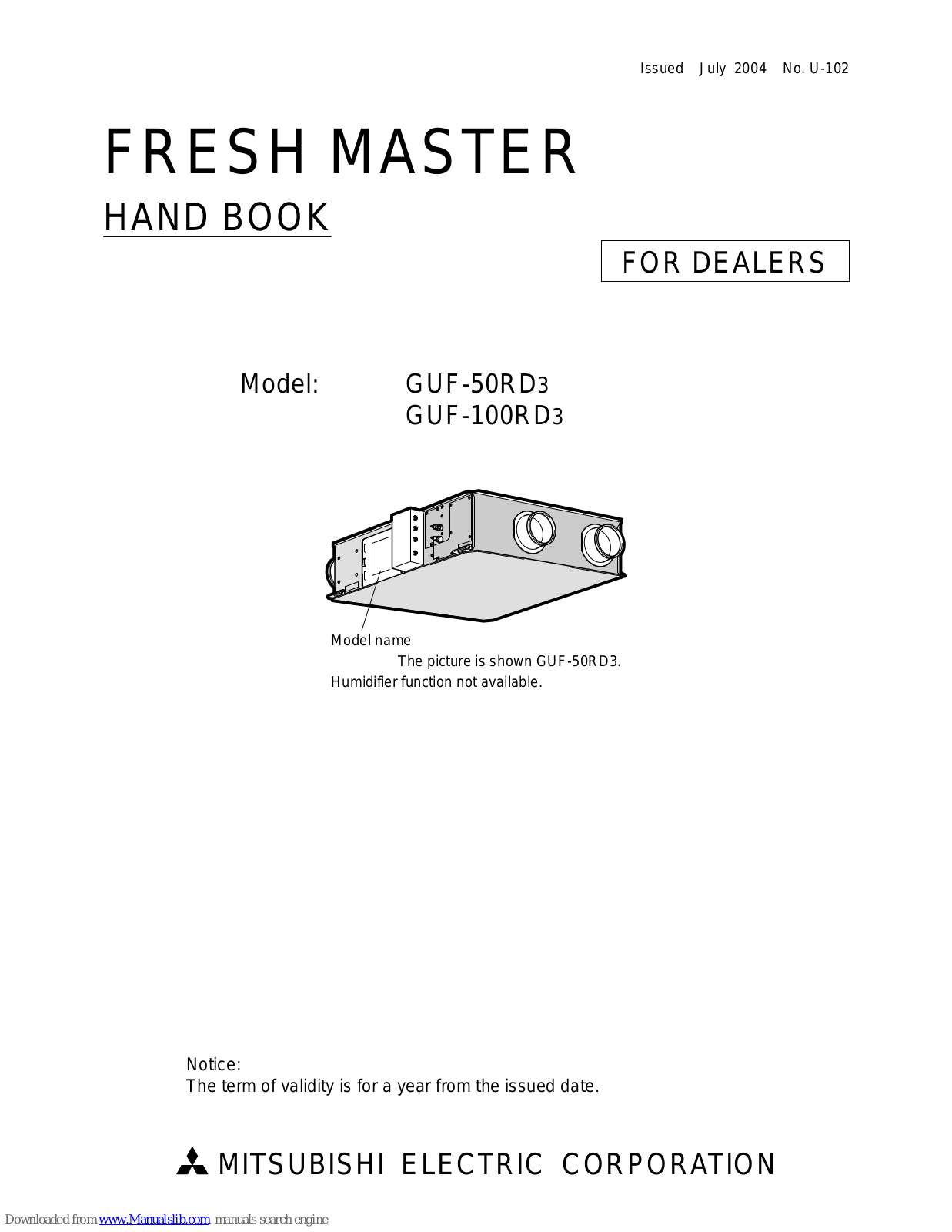 Mitsubishi GUF-50RD3, GUF-100RD3 User Manual