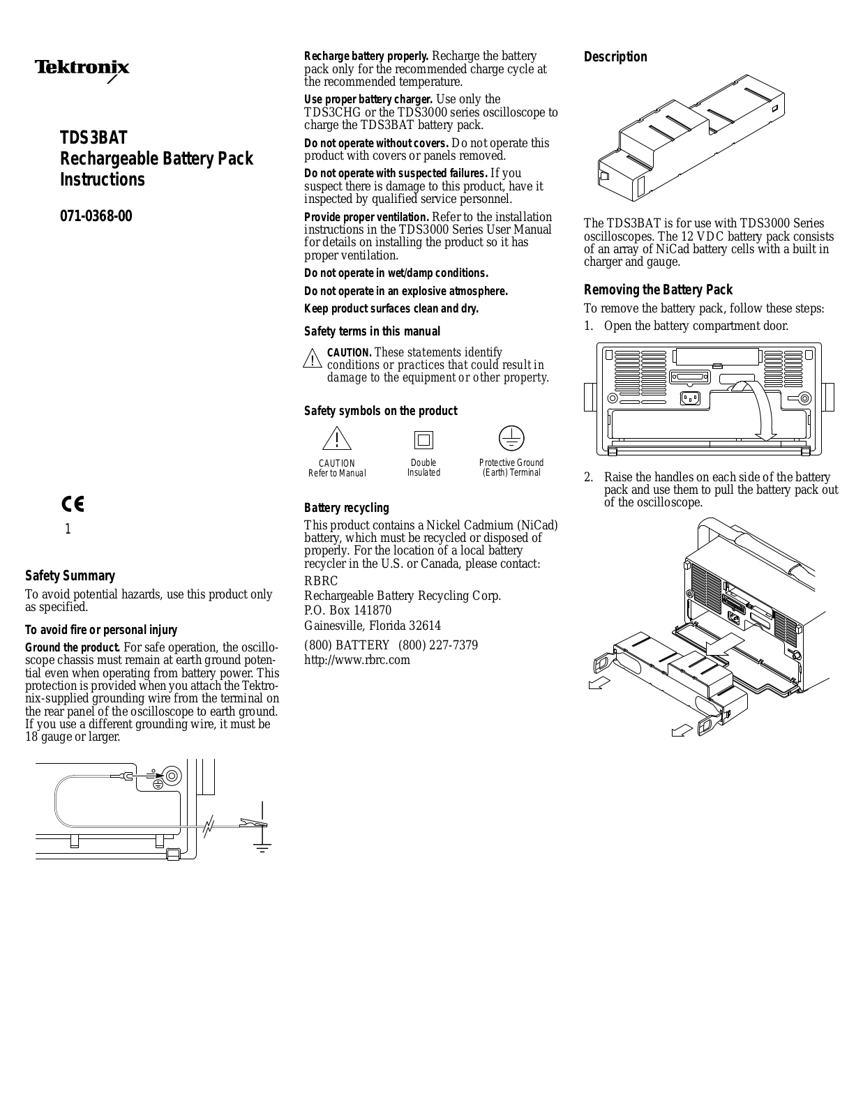 Tektronix TDS3BAT Instructions Manual