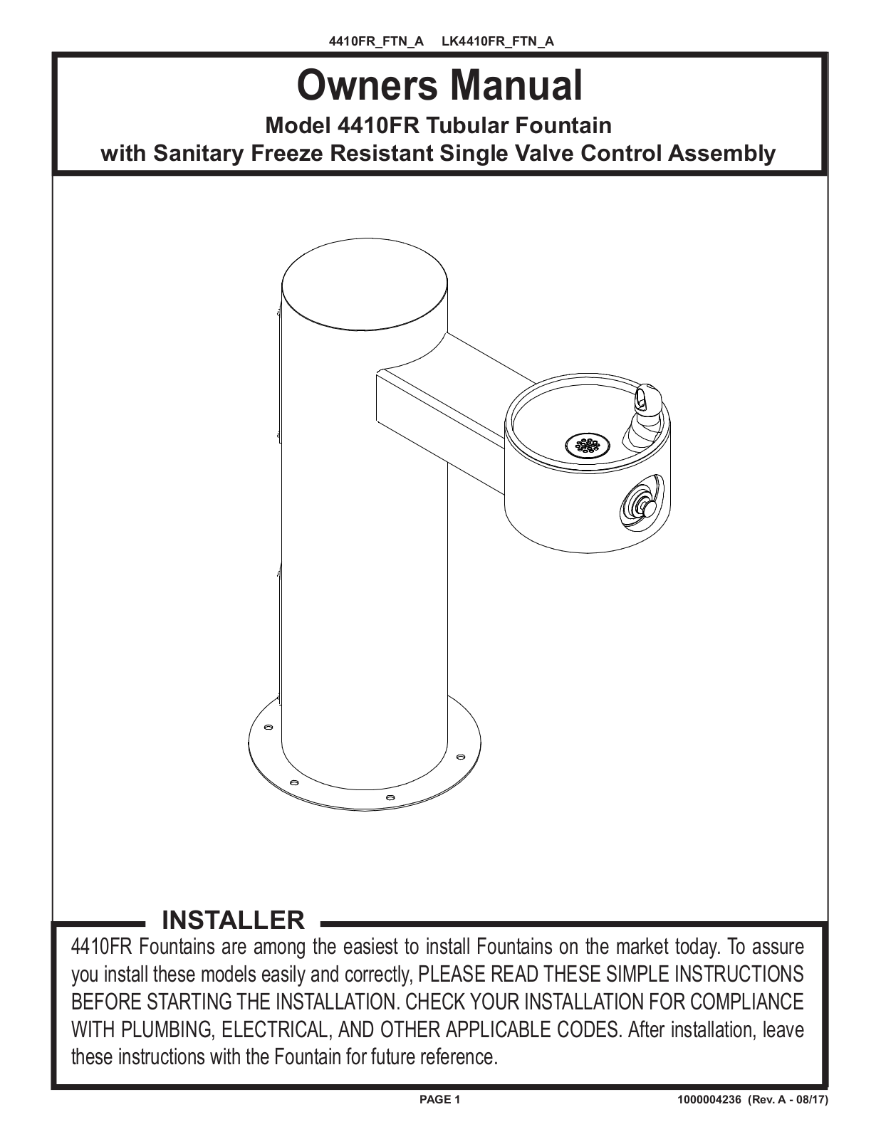 Elkay 4410FR Installation Manual