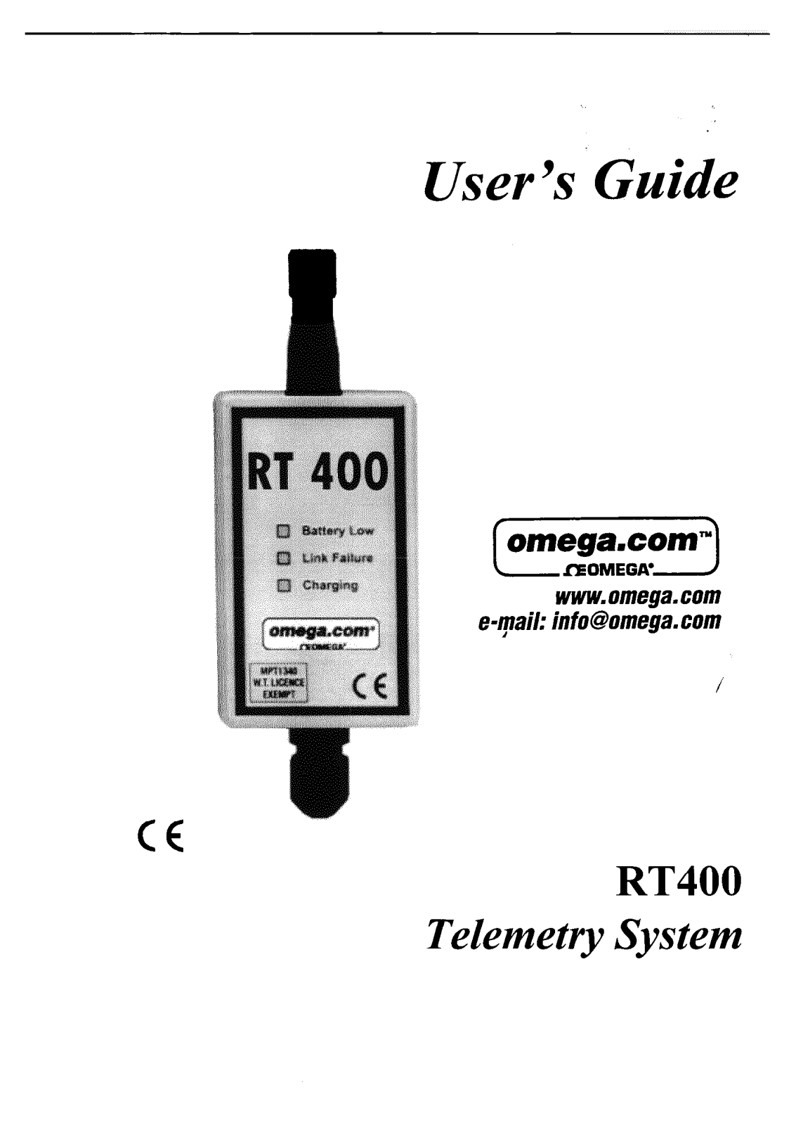 Omega Products RT400 Installation  Manual