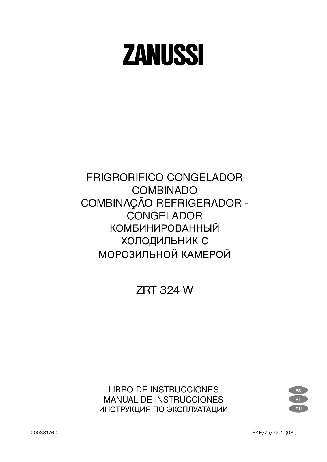 Zanussi ZRT324W User Manual