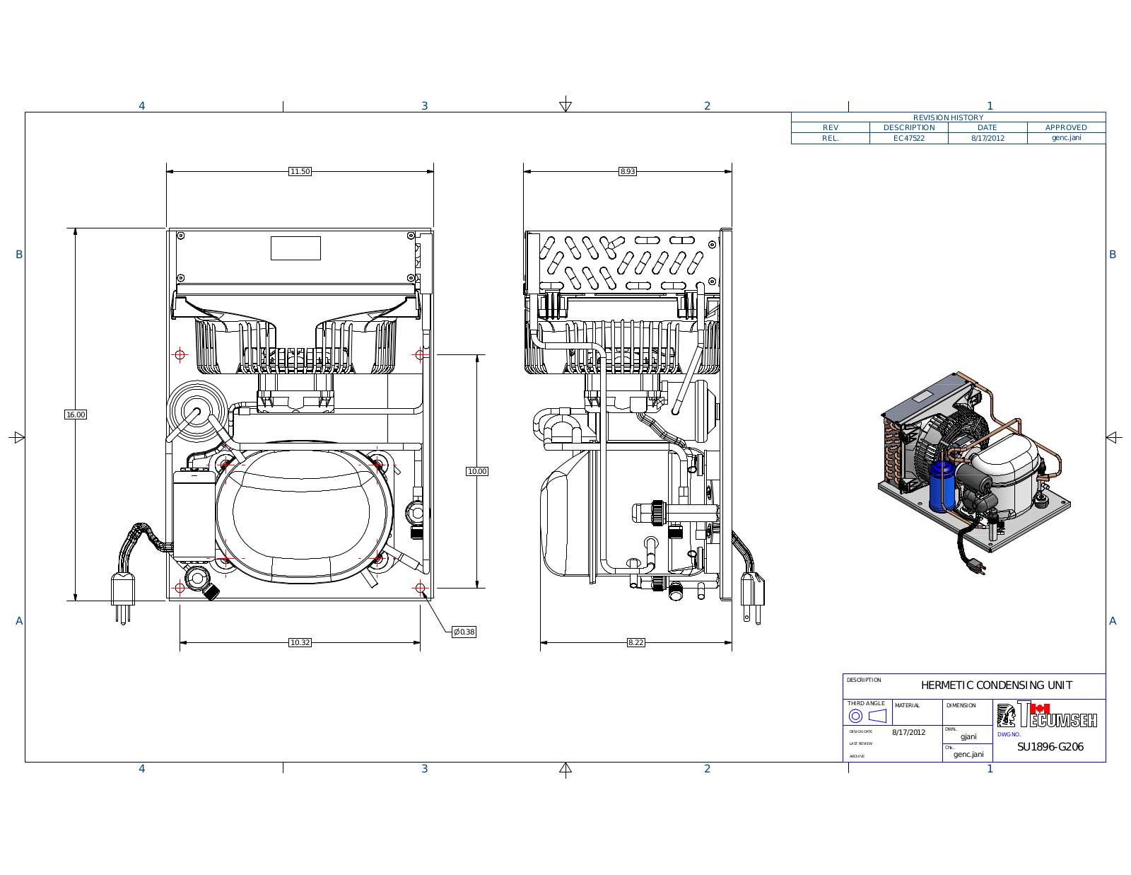 Tecumseh AEA2380ZXASC, AEA2380ZXASS, AEA2411ZXASB, AEA2411ZXASC, AEA2411ZXASS Drawing Data