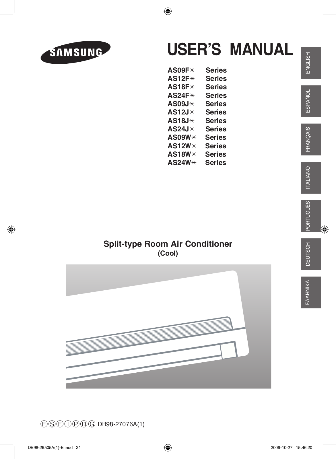 Samsung AS18FBA, AS12FBAN, AS12FBAX, AS09FBAN, AS09FBAX User Manual