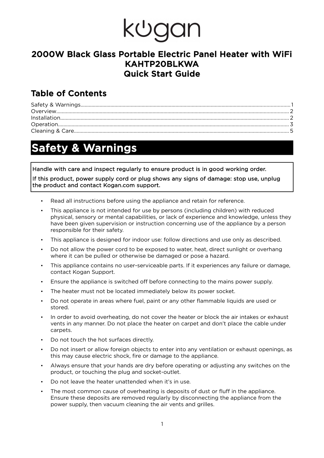 Kogan KAHTP20BLKWA User Manual