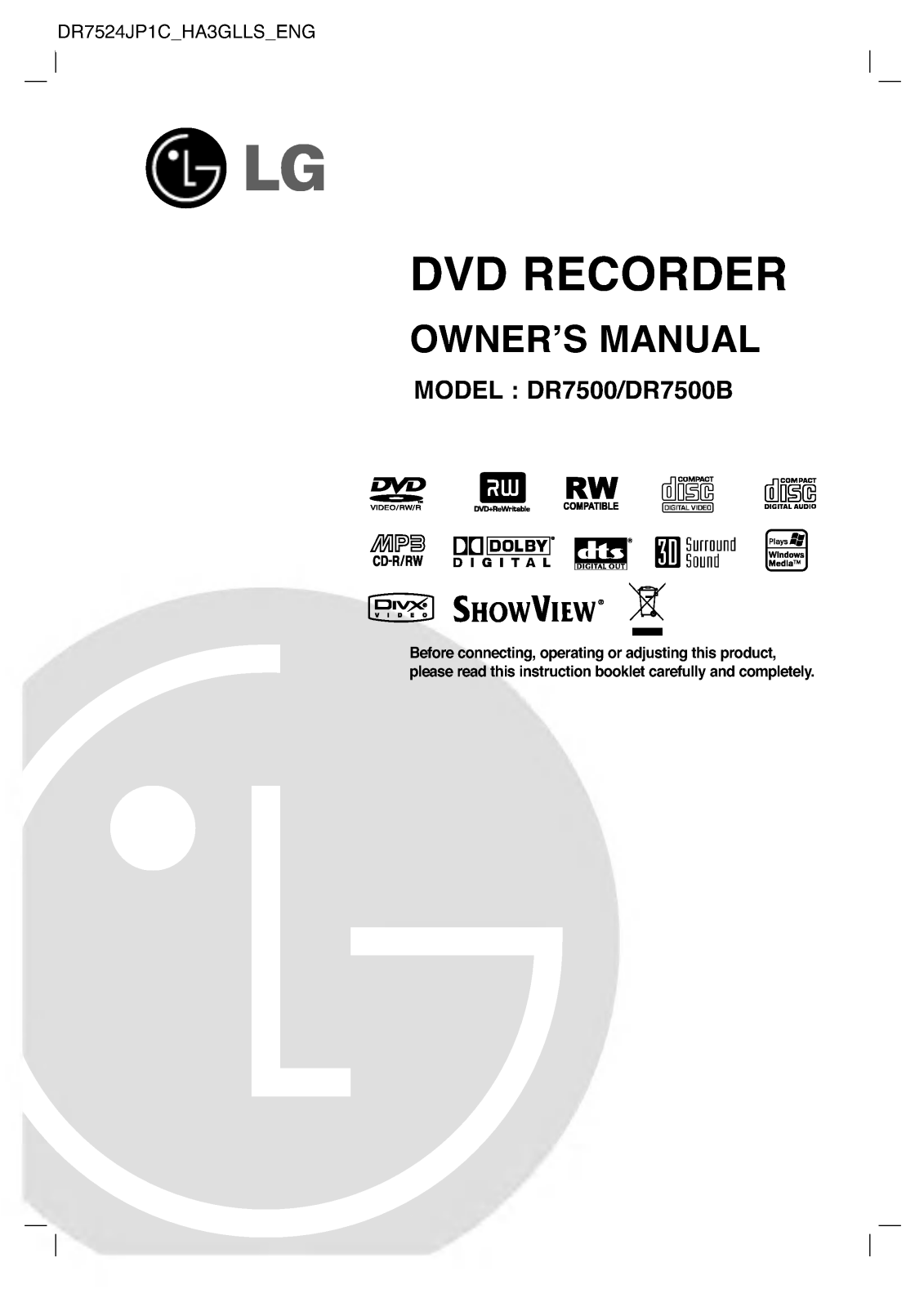 LG DR7524JP1C Owner’s Manual