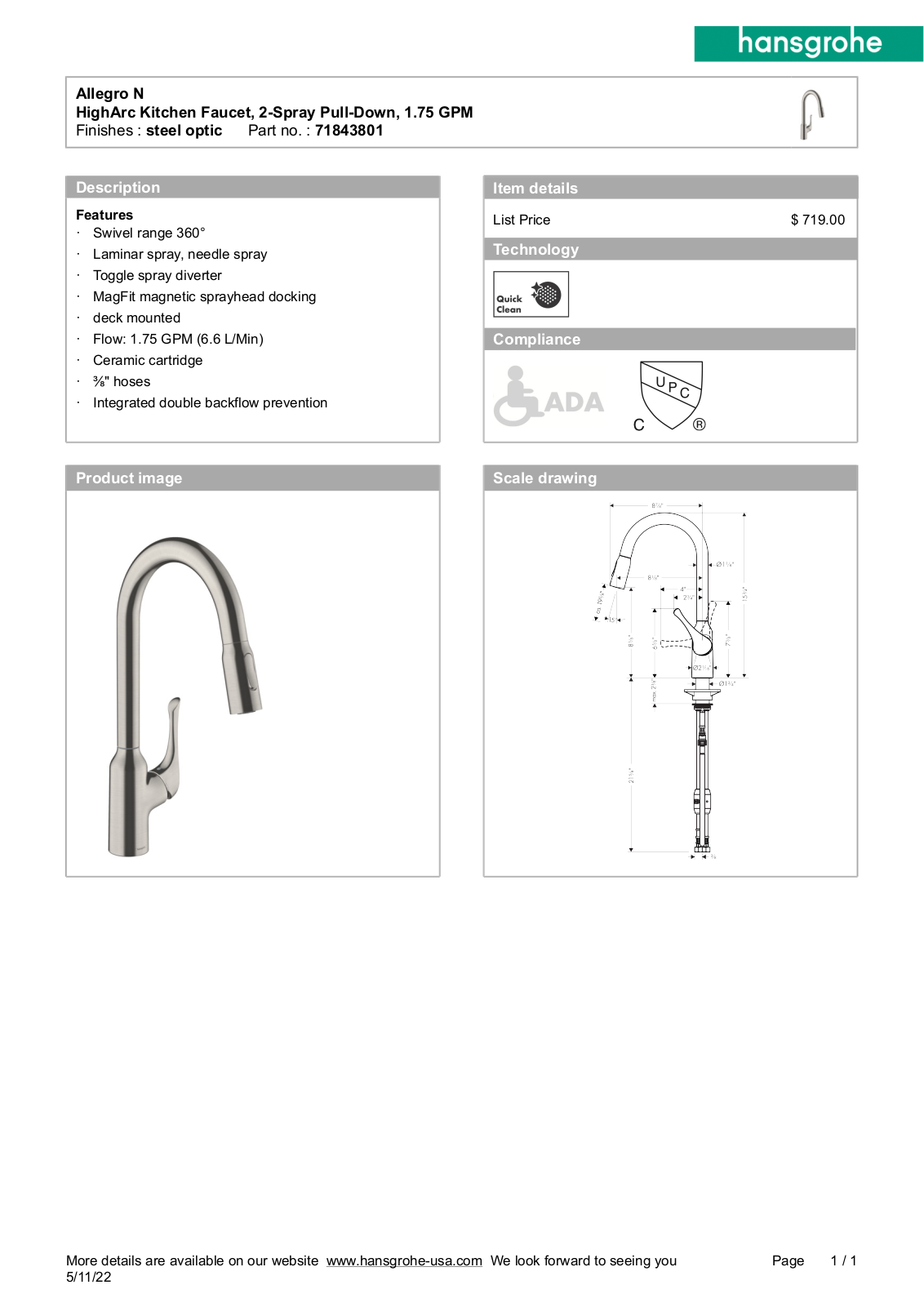 Hansgrohe GCDC1939 Specifications - ManualMachine.com