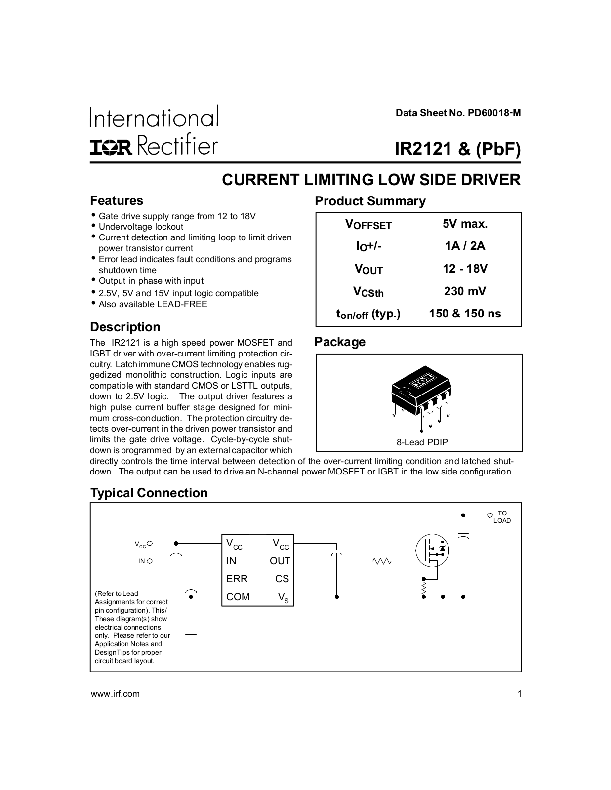 Datasheet IR2121PBF Specification - ManualMachine.com