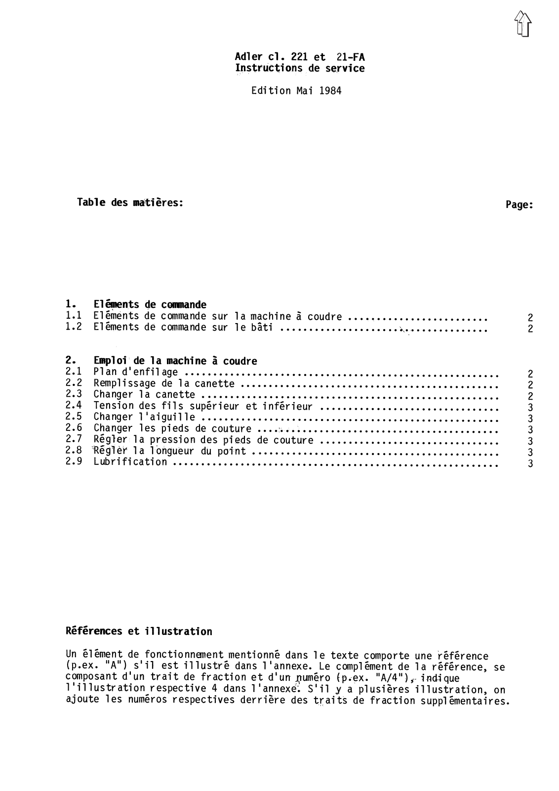 Adler 221 Operating Instruction