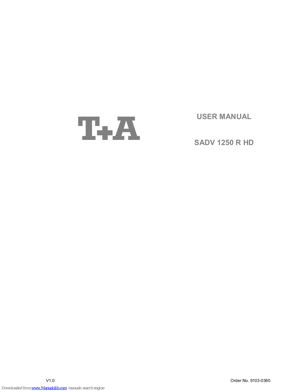 T+A SADV 1250 R HD User Manual