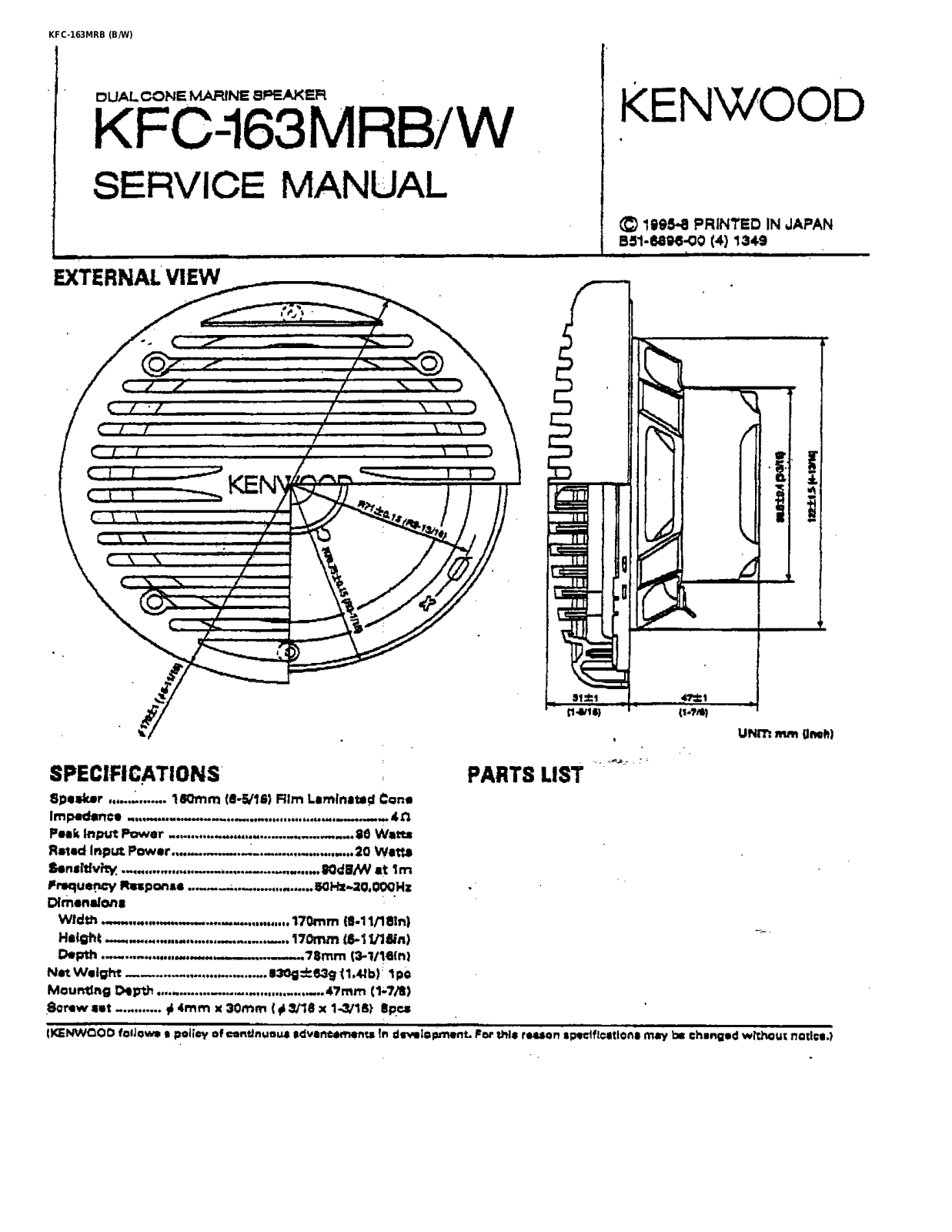 Kenwood KFC-163MRB User Manual