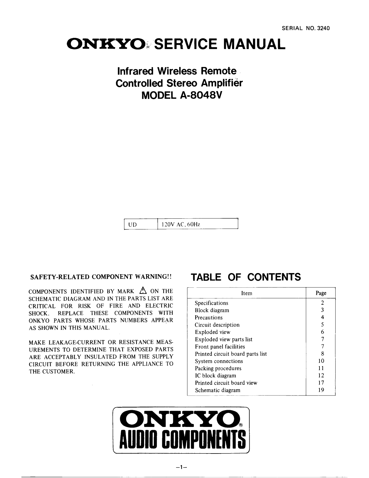 Onkyo A-8048-V Service Manual