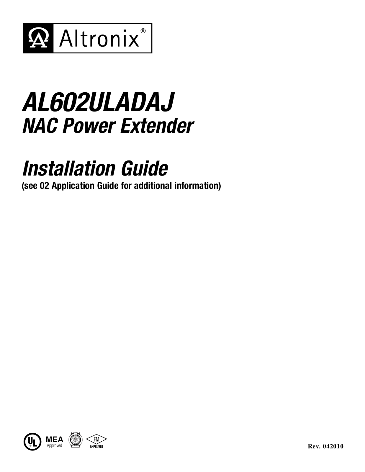 Altronix AL602ULADAJ Installation Instructions