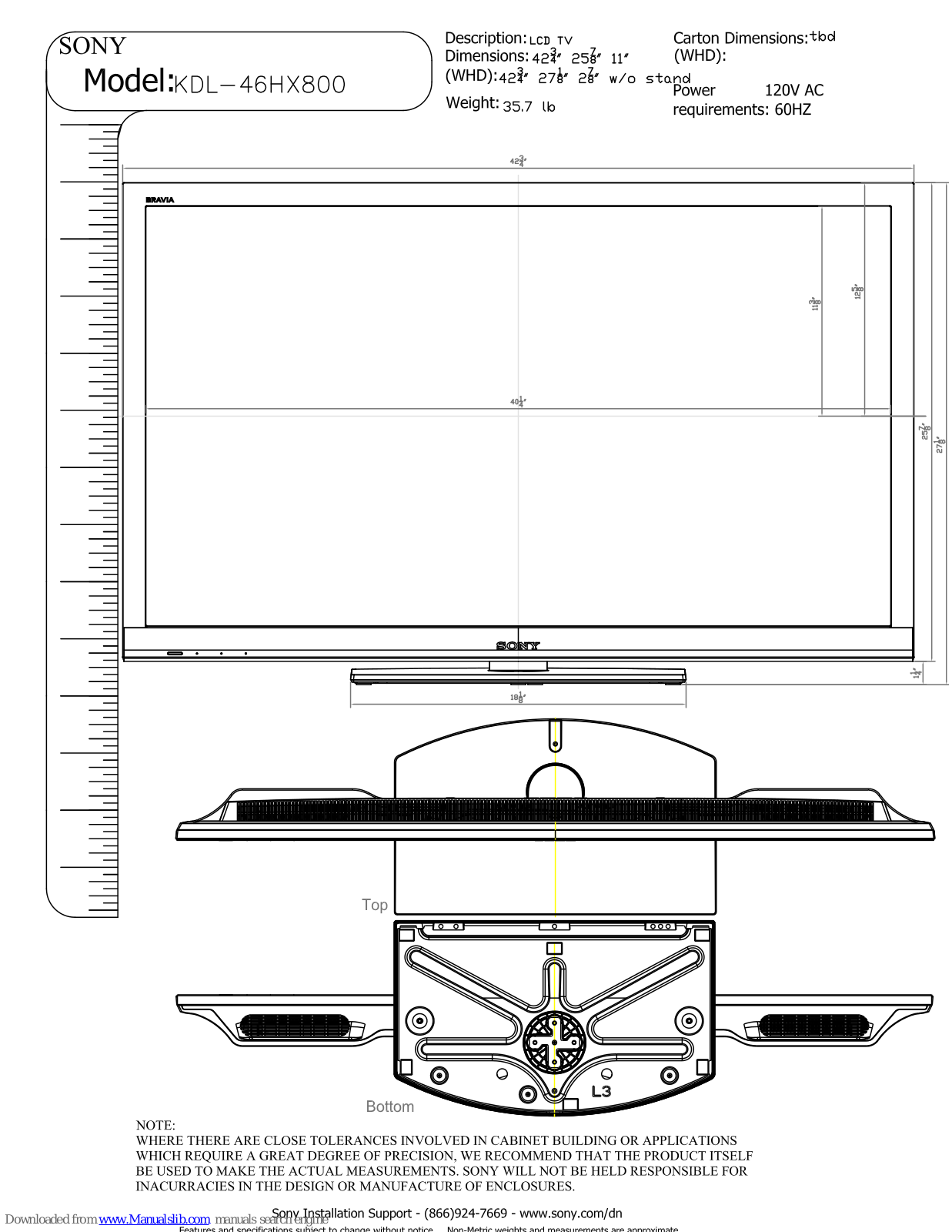 Sony KDL-46HX800 - 46