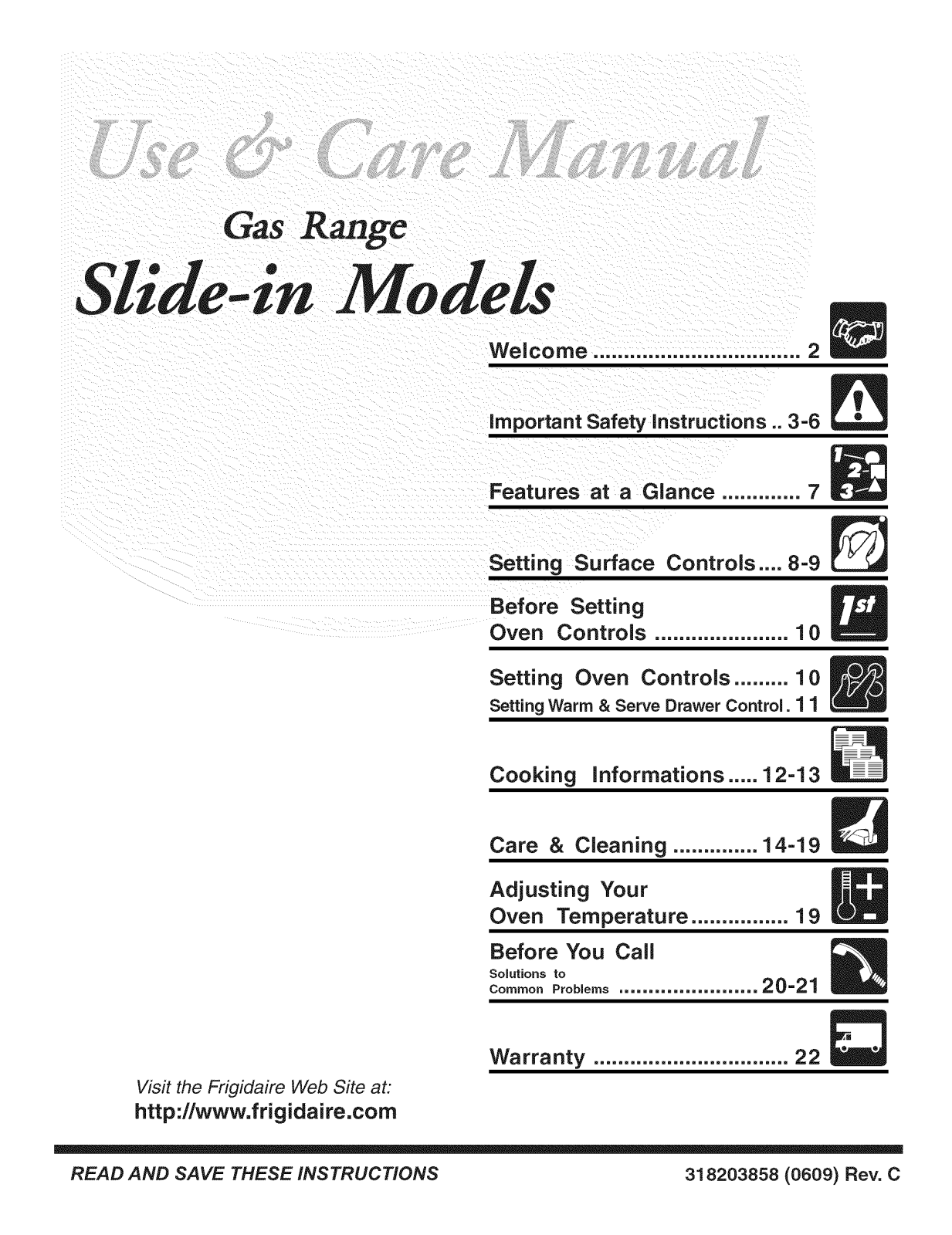 Frigidaire CPGS389EC1, CFGS365EB1, CFGS365FC1, CFGS365ES3, CFGS365ES2 Owner’s Manual