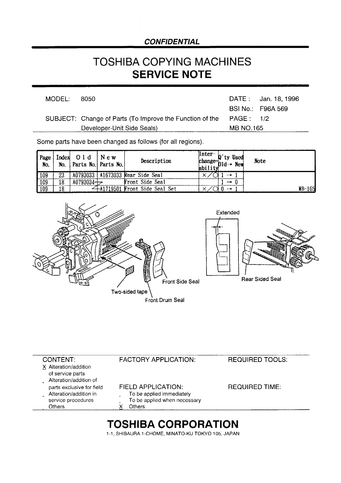 Toshiba f96a569 Service Note