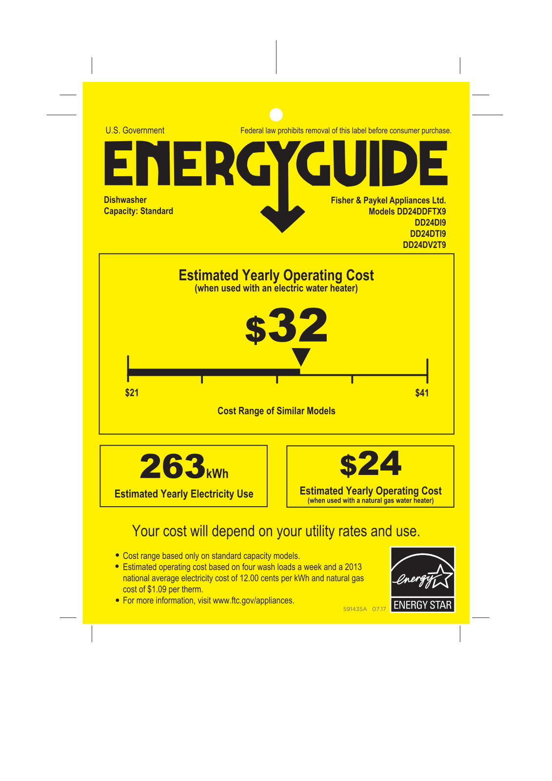 Fisher Paykel DD24DTI9N Energy Label