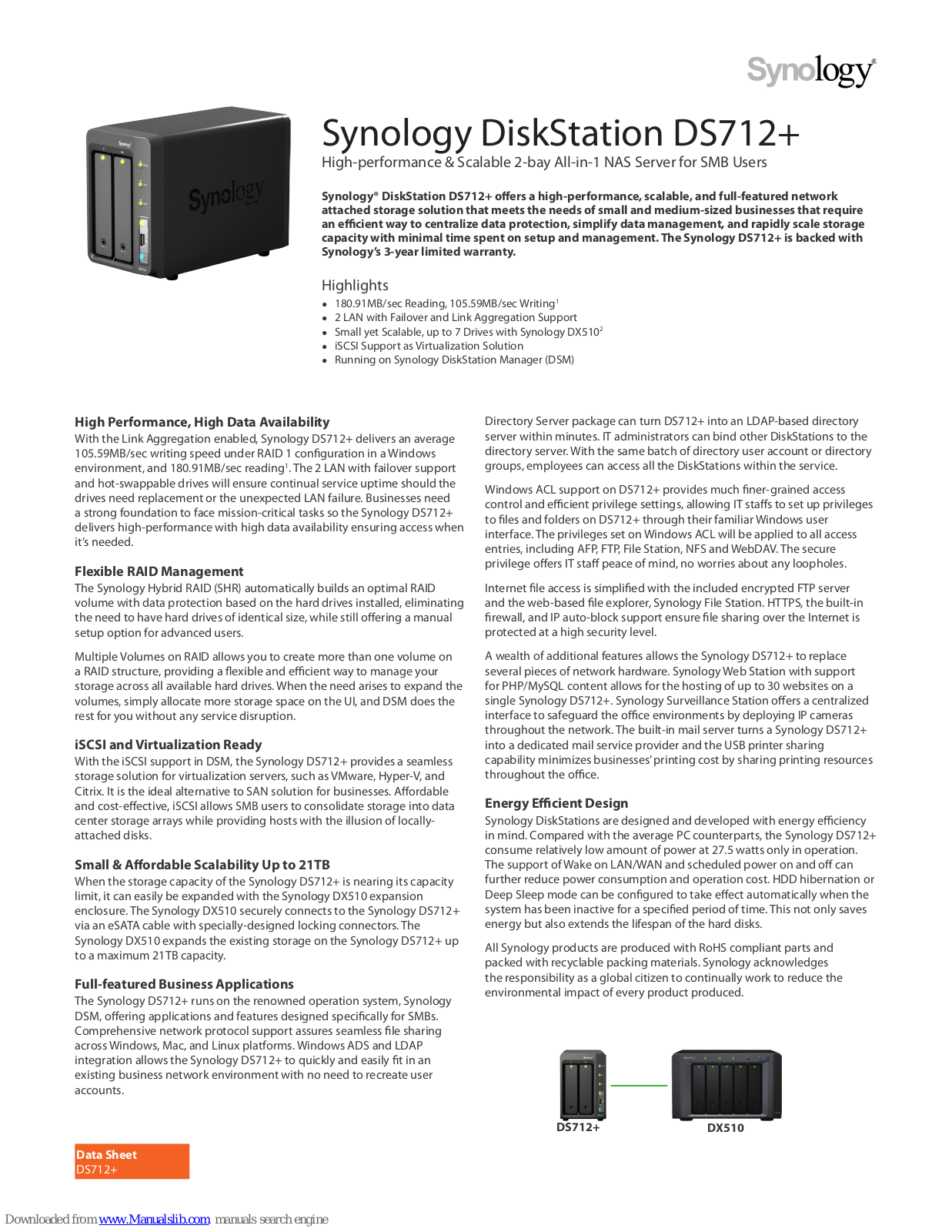 Synology DiskStation DS712+ Brochure & Specs - ManualMachine.com
