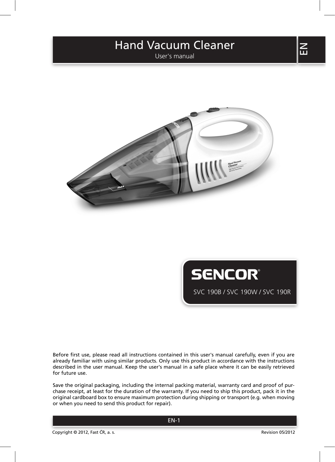 Sencor SVC 190B User Manual