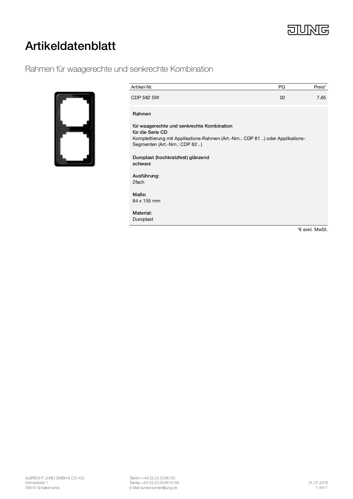 Jung CDP 582 SW User Manual