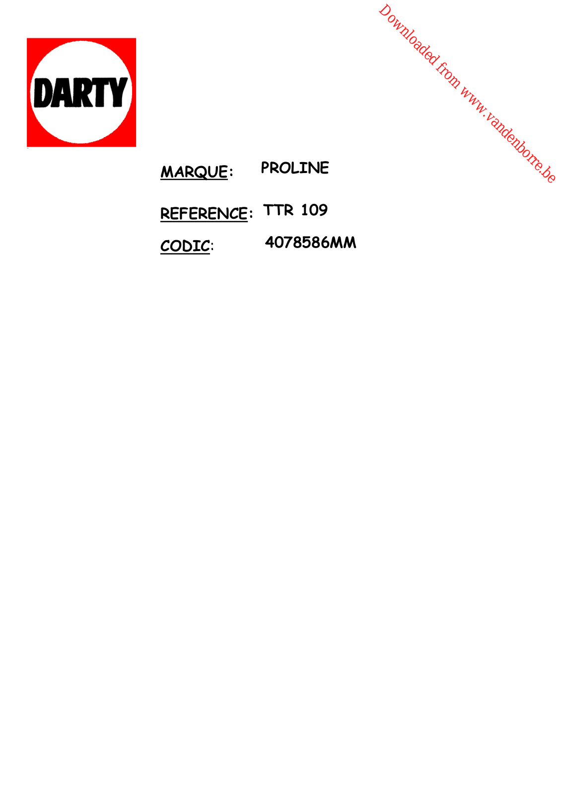 PROLINE TTR 109 User Manual