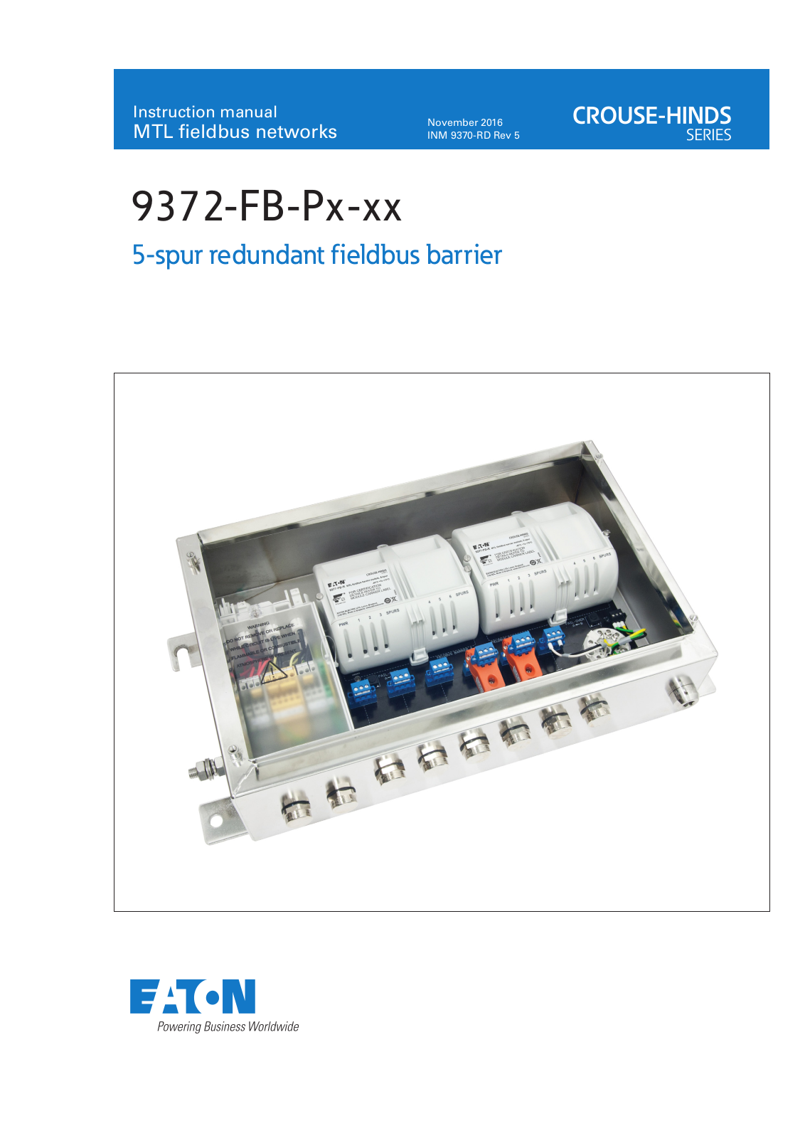 Eaton 9372-FB-P Series, CROUSE-HINDS Series, 9375-FB-P Series Instruction Manual