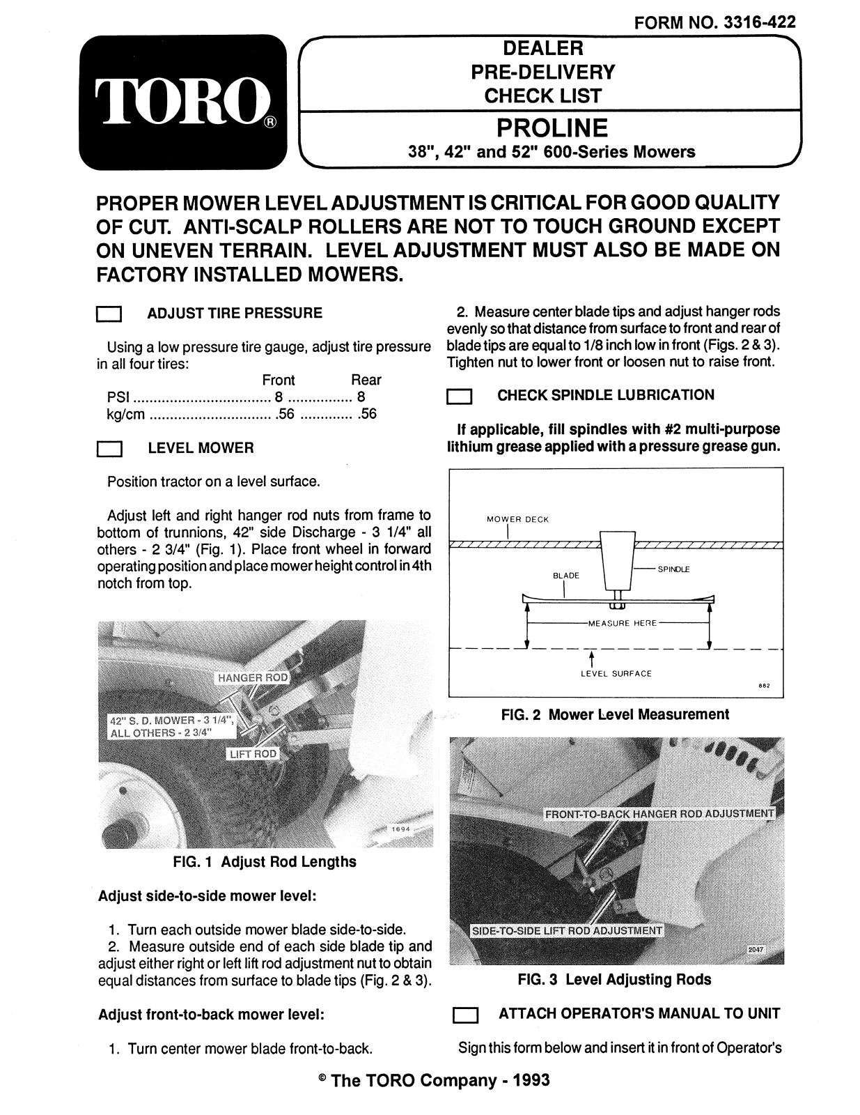 Toro 78410, 78415, 78420, 78425, 78460 Setup Instructions