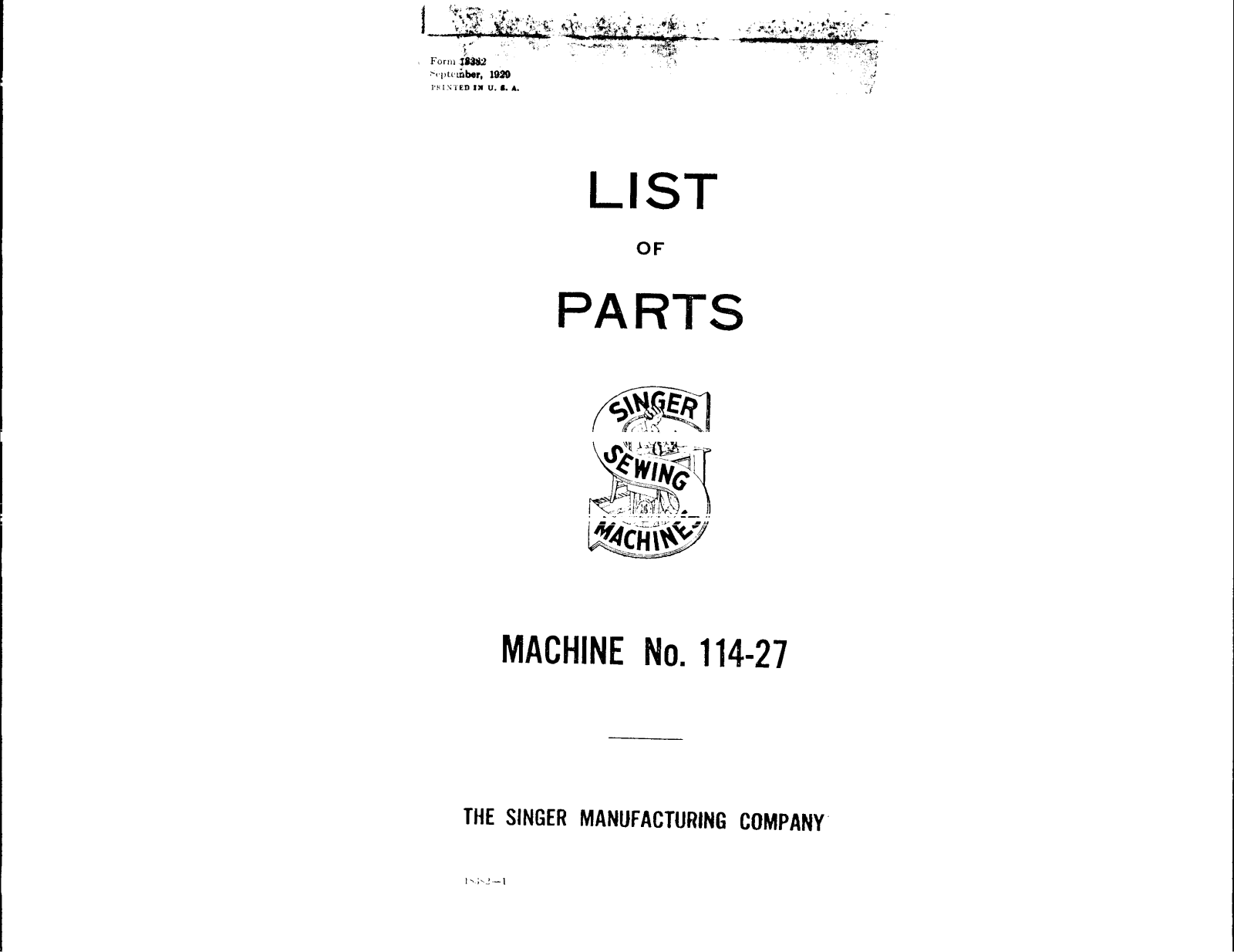 Singer 114-27 User Manual