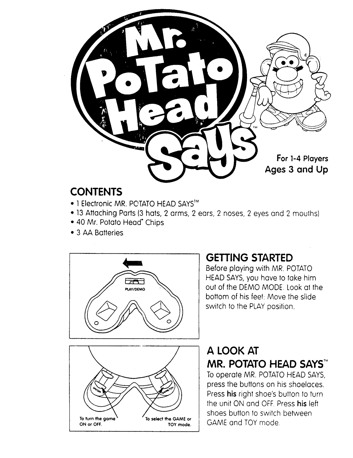 HASBRO Mr. Potato Head Says User Manual