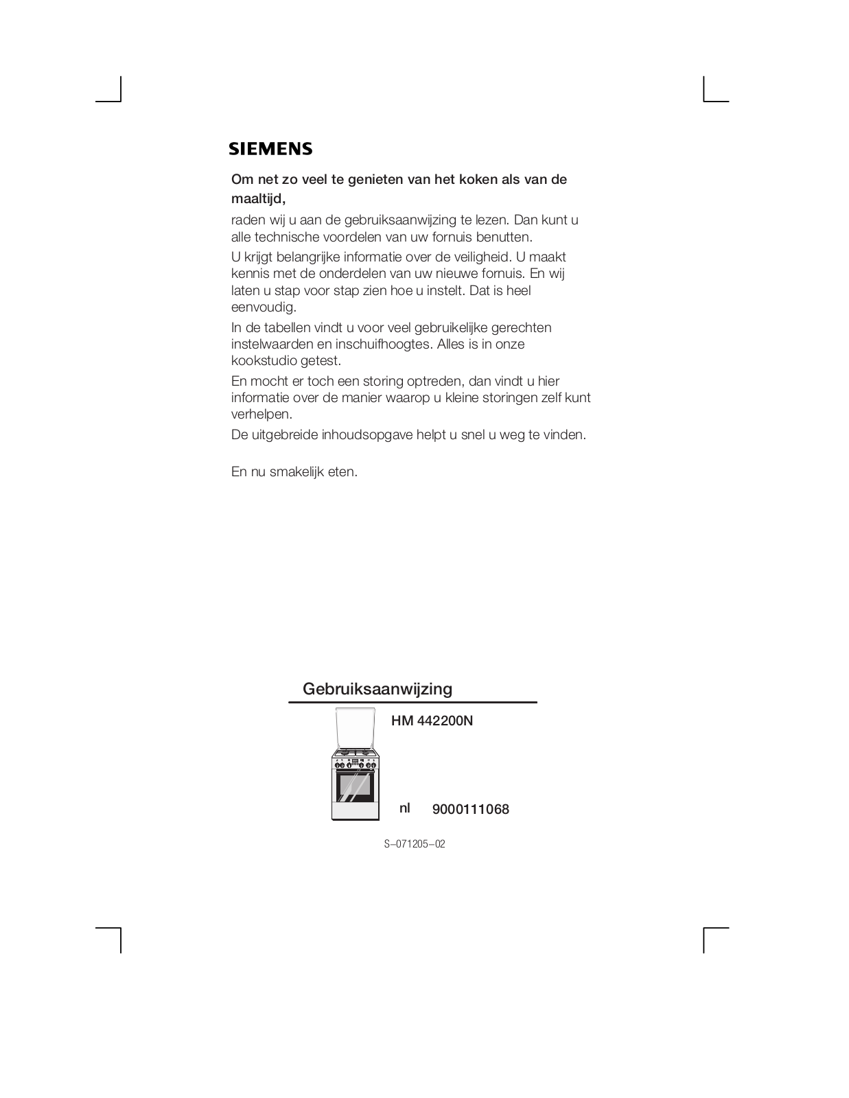 Siemens HM442200N User Manual