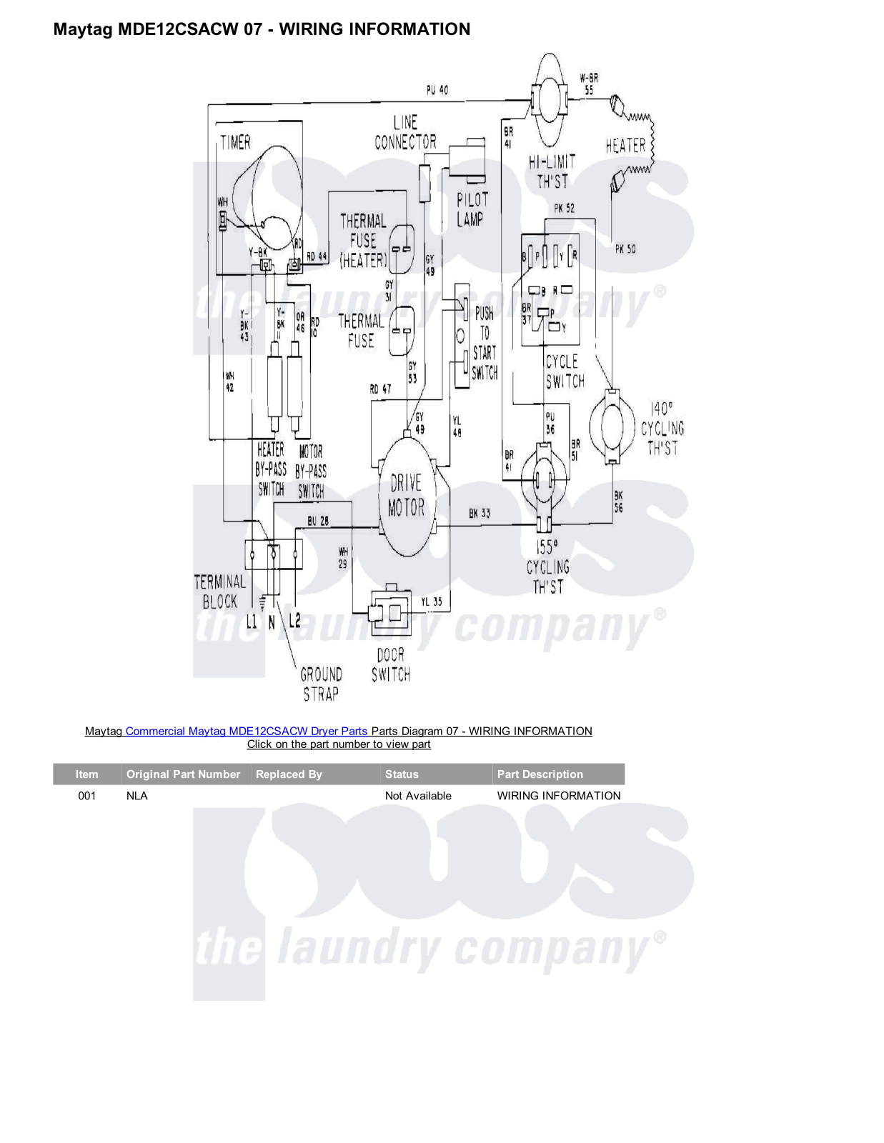 Maytag MDE12CSACW Parts Diagram