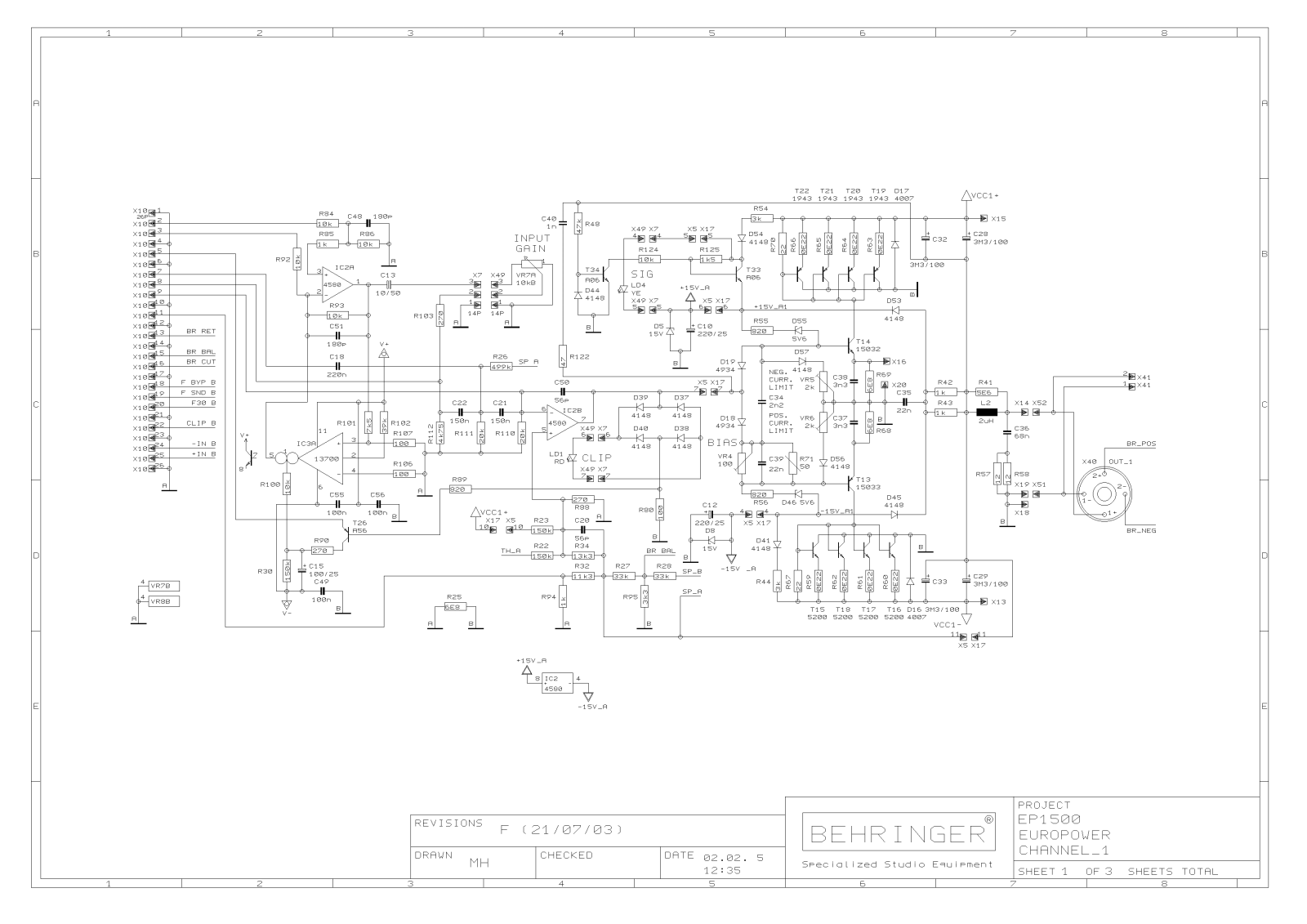 Behringer EP-1500 Schematic