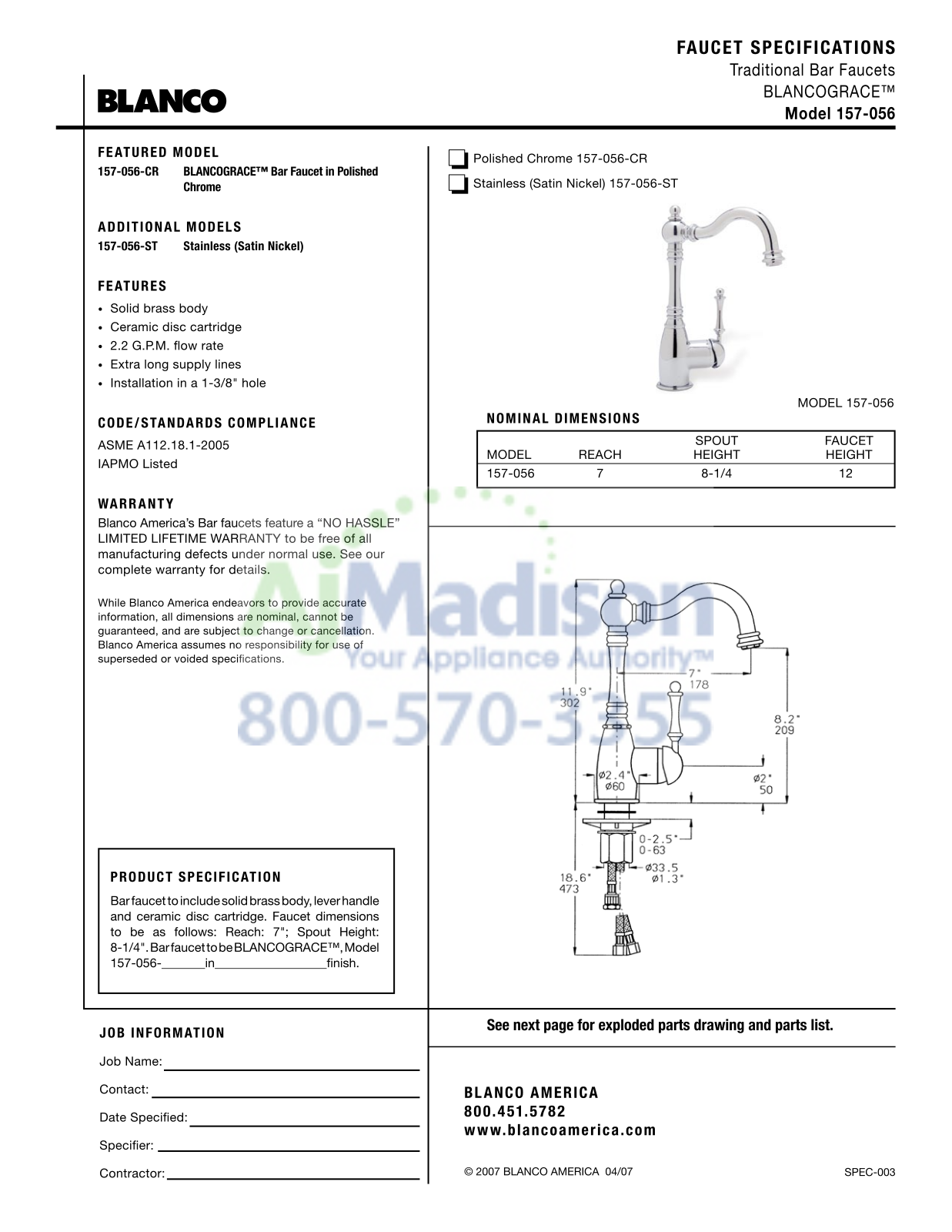 Blanco 440677 Specs