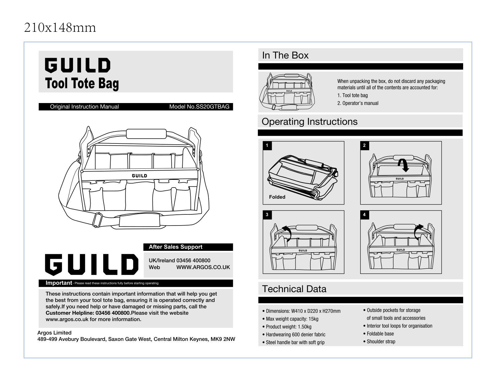 Guild SS20GTBAG Instruction manual