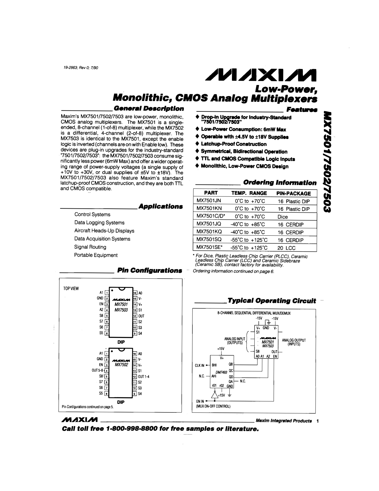 MAXIM MX7501, MX7502, MX7503 User Manual