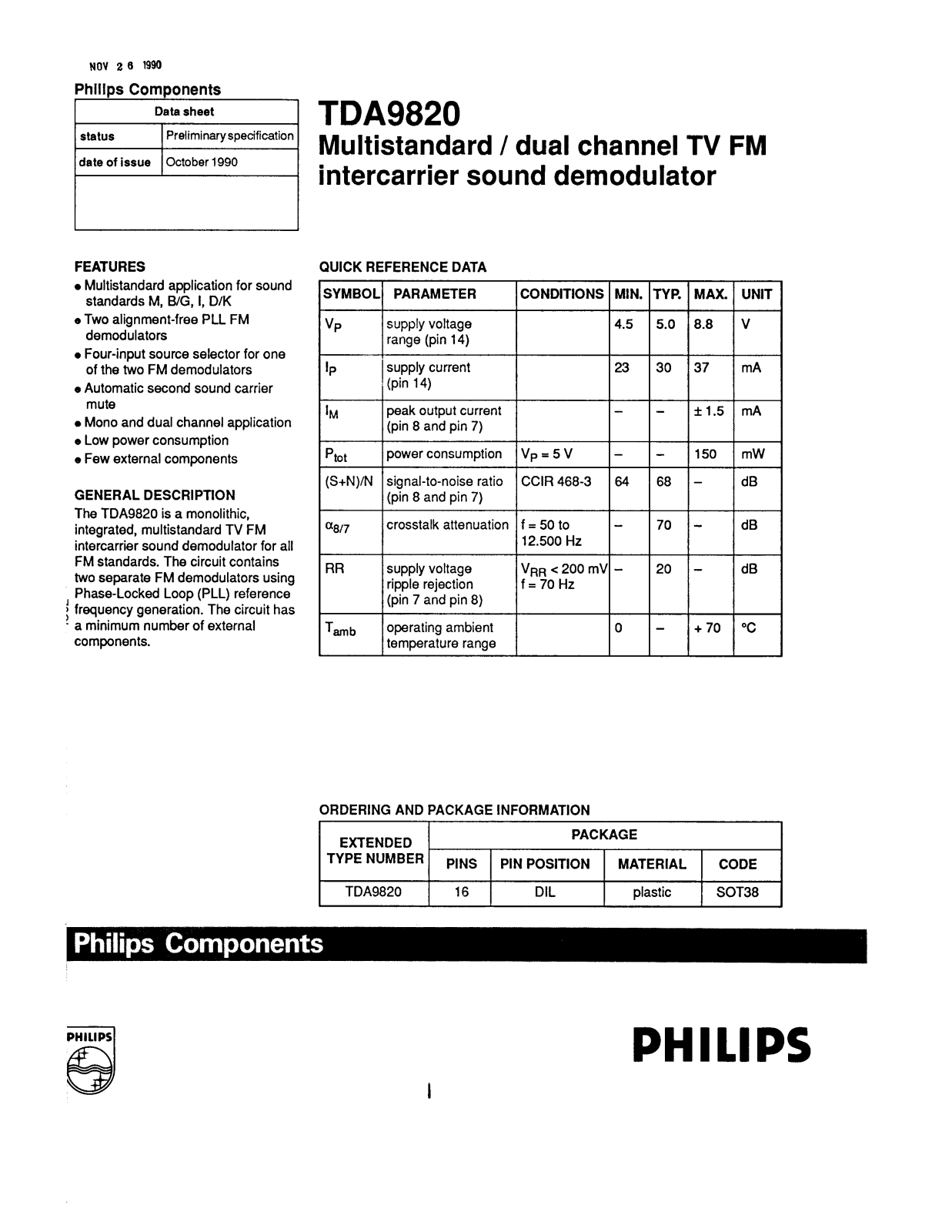 Philips TDA9820 Datasheet